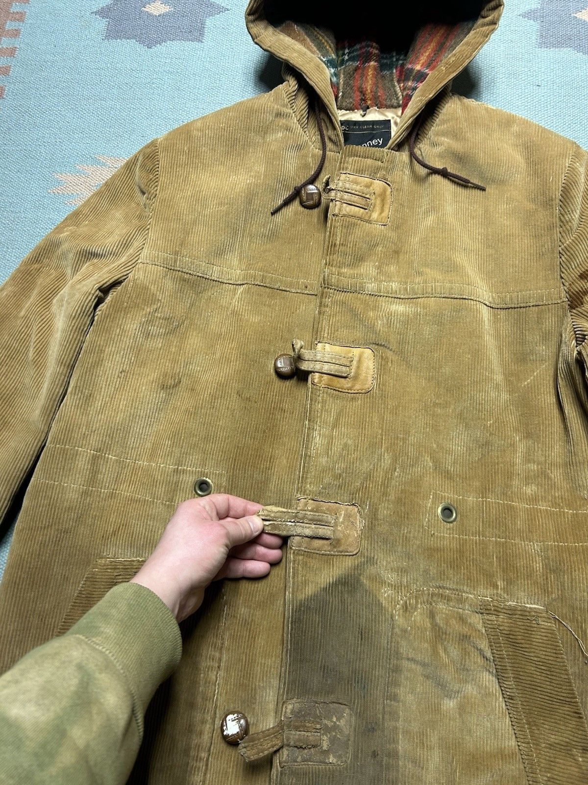 Vintage VTG 70s JCPenney corduroy jacket long coat hooded lined L 42 Size US L / EU 52-54 / 3 - 6 Thumbnail