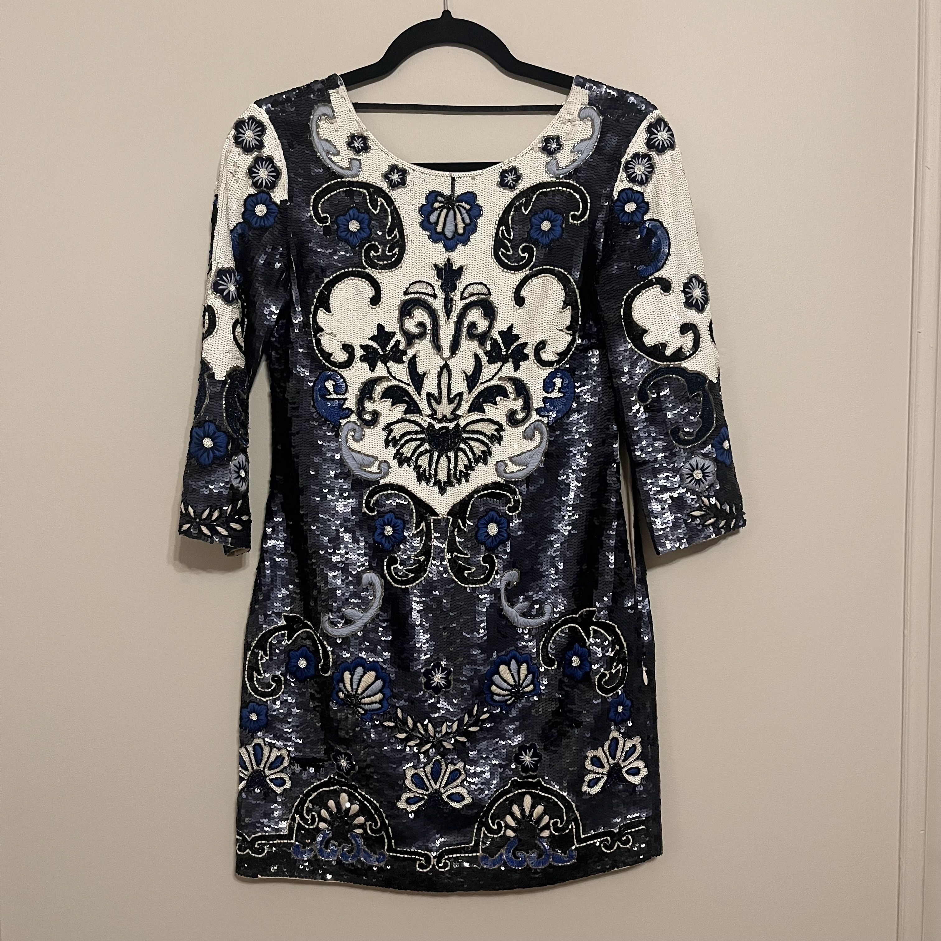 For Love & Lemons Needle & Thread Midnight Floral Sequin Mini Dress Size XS / US 0-2 / IT 36-38 - 7 Thumbnail