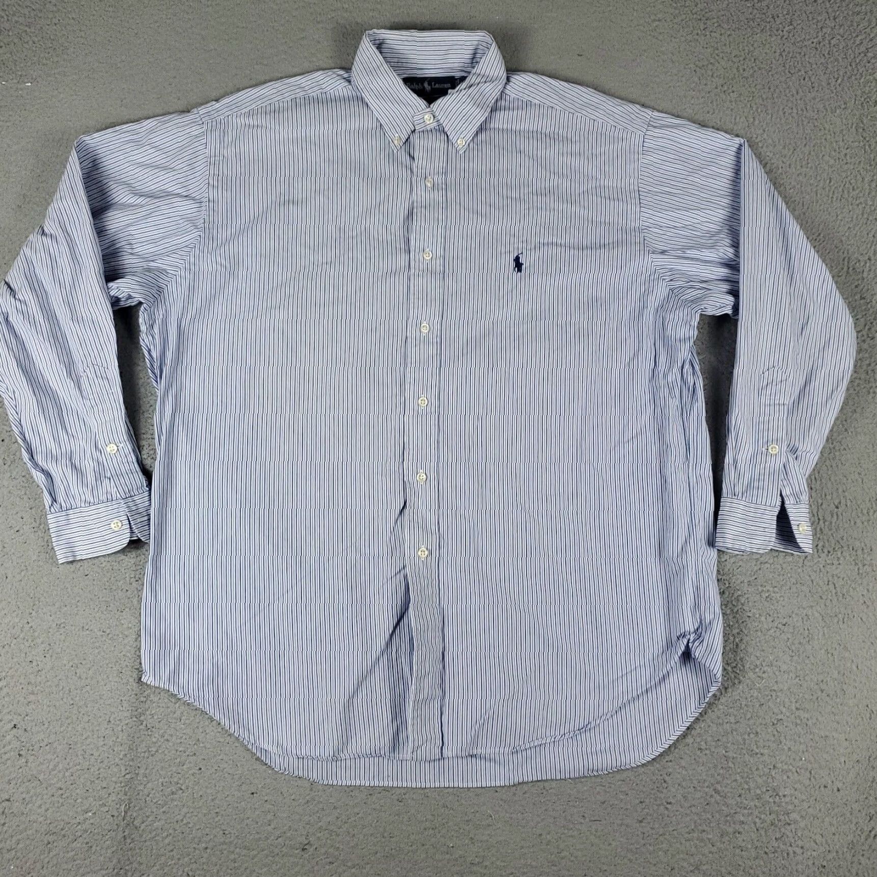 Ralph Lauren Ralph Lauren Blue Striped Button-Up Shirt Mens Large Long Sleeve Casual Preppy Size US L / EU 52-54 / 3 - 3 Thumbnail
