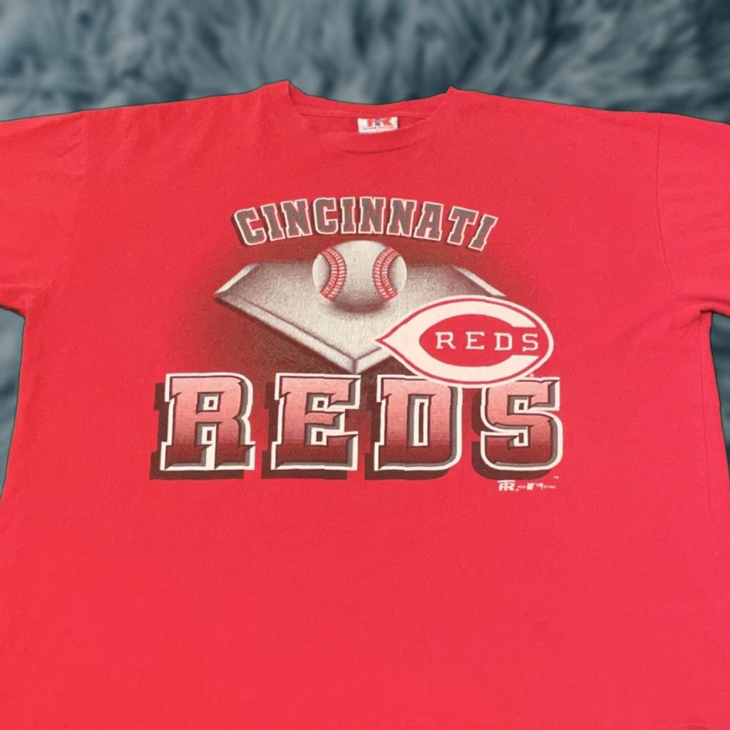 MLB VINTAGE Cincinnati Reds MLB Home Plate Big Graphic VTG 1994 Shirt Mens XL 90s Sports Red Shirt Size US XL / EU 56 / 4 - 1 Thumbnail