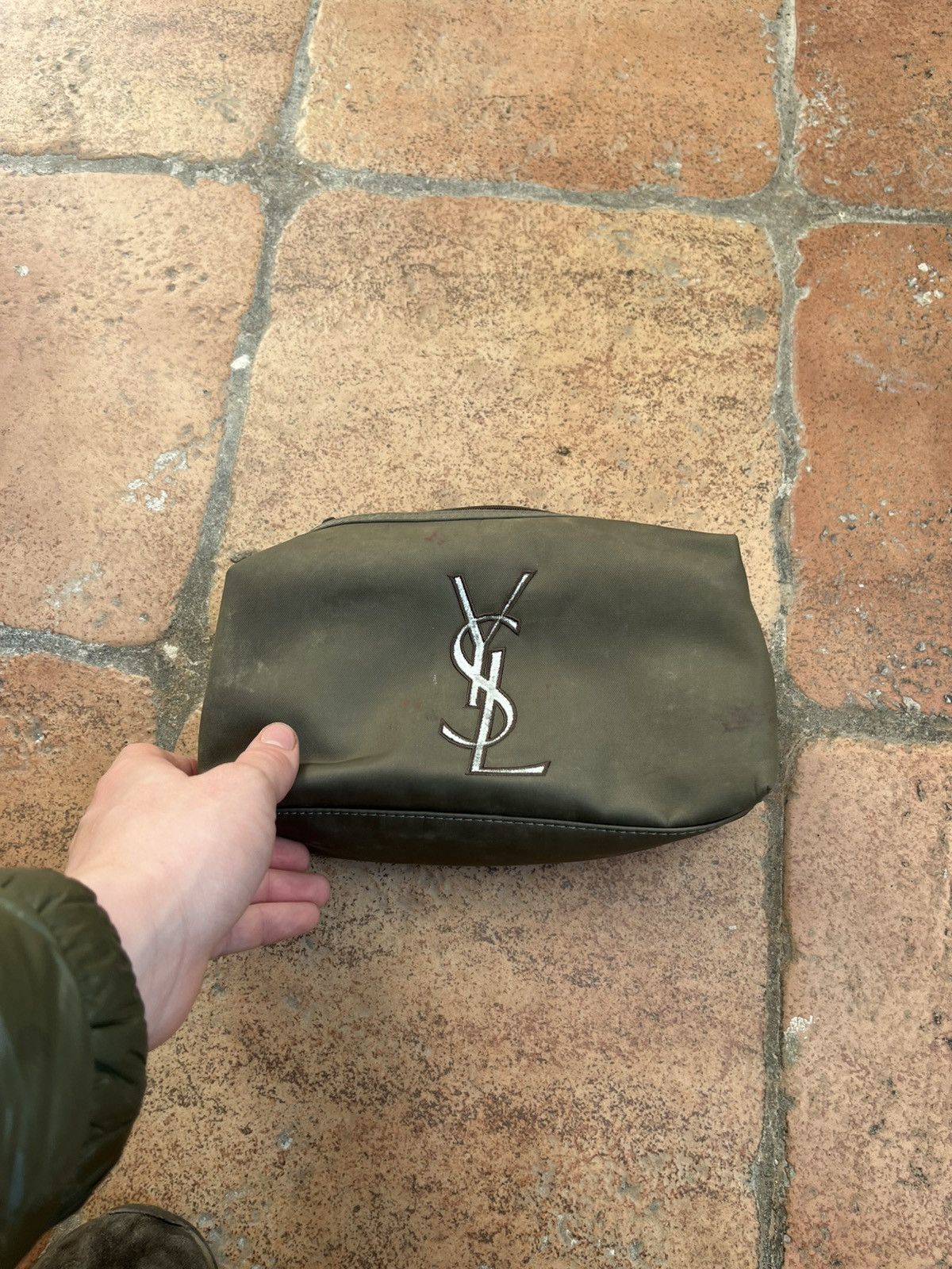 Yves Saint Laurent 🖤 YSL (Yves Saint Laurent) Khaki/Olive Pouch / Makeup Bag Size ONE SIZE - 2 Thumbnail