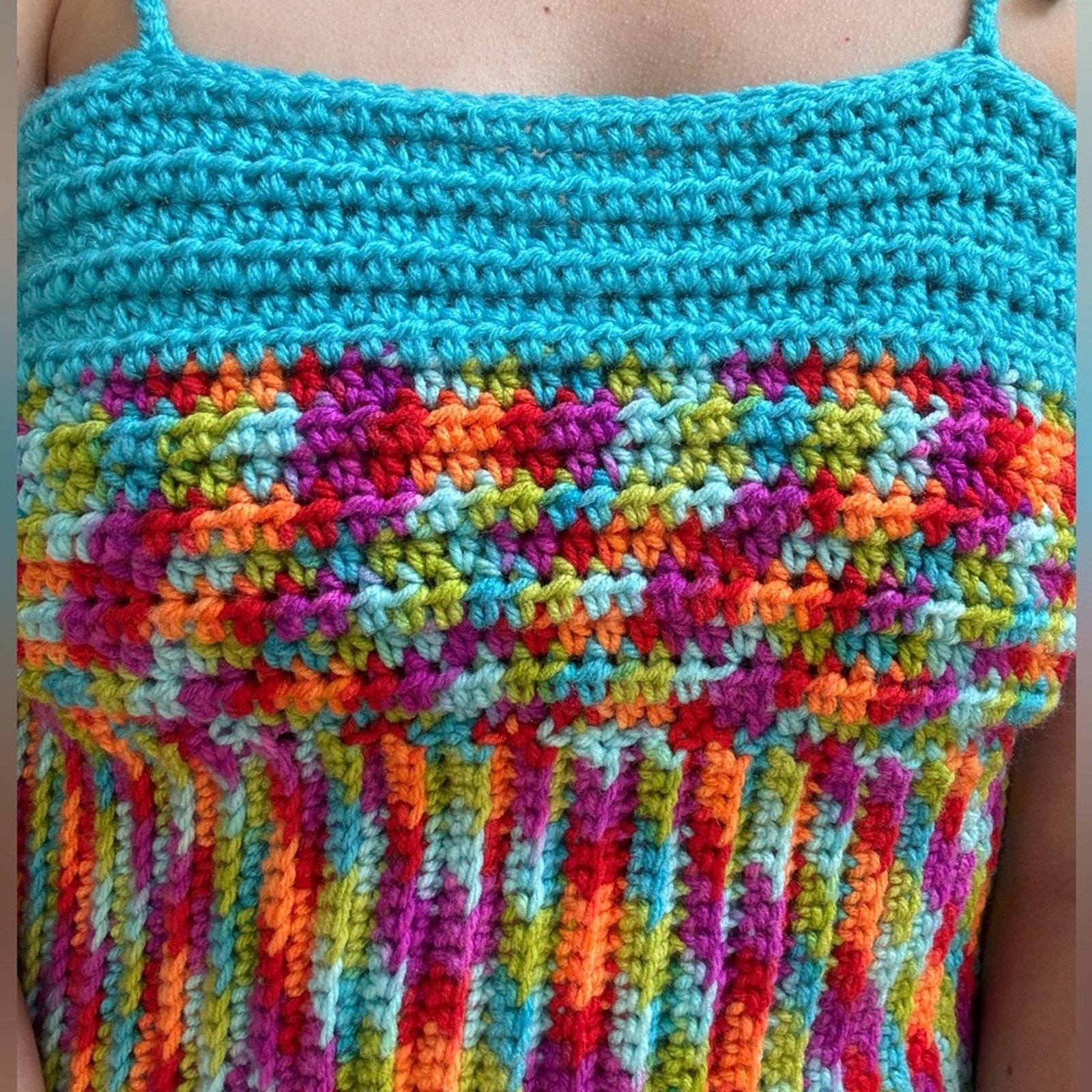 Handmade Handmade Crochet Adjustable Tie Strap Crop Top 100% Recycled Size L / US 10 / IT 46 - 5 Thumbnail