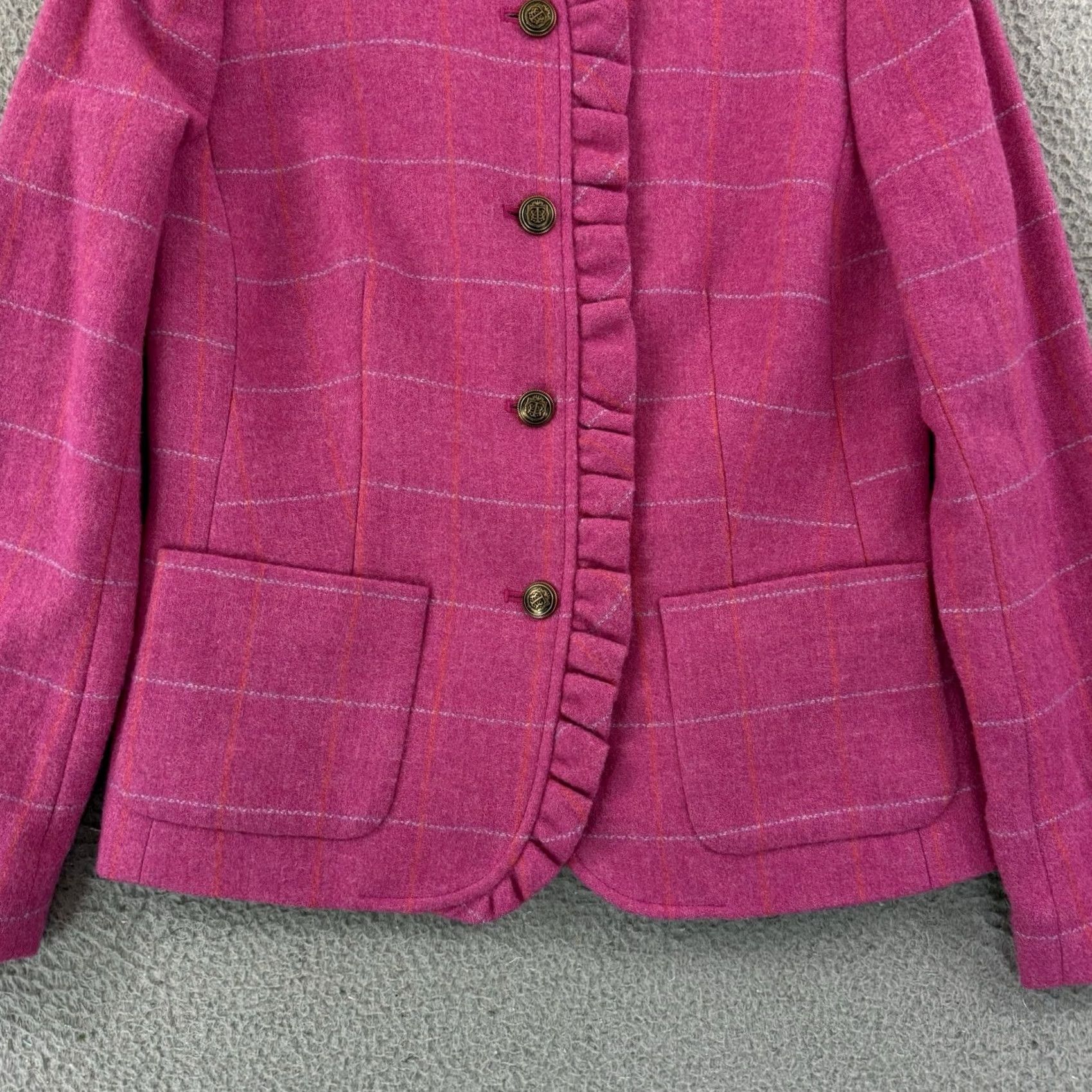 Talbots Talbots Blazer Women's 4 Pink Check Wool Blend Ruffle NWT Business Preppy Jacket Short Sleeve Vintage: No Men's Women’s? Size S / US 4 / IT 40 - 2 Thumbnail