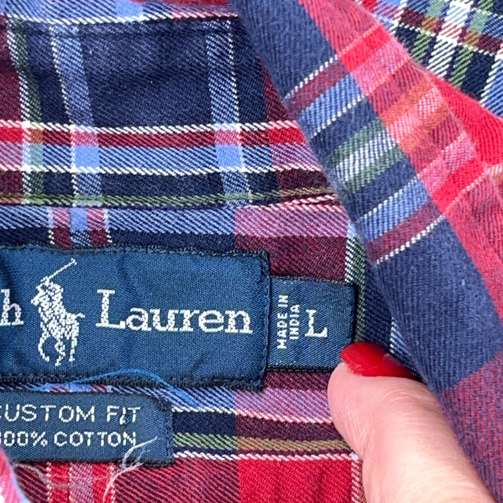 Ralph Lauren Ralph Lauren Flannel Shirt Adult Large Red Plaid Button-Up Cotton Mens Size 42R - 6 Thumbnail