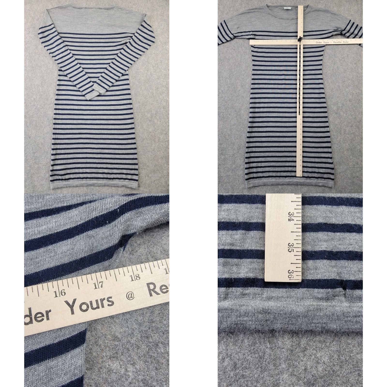 Lacoste VINTAGE Lacoste Sweater Dress Womens 40 Medium Gray Blue Stripe Wool Size M / US 6-8 / IT 42-44 - 9 Thumbnail