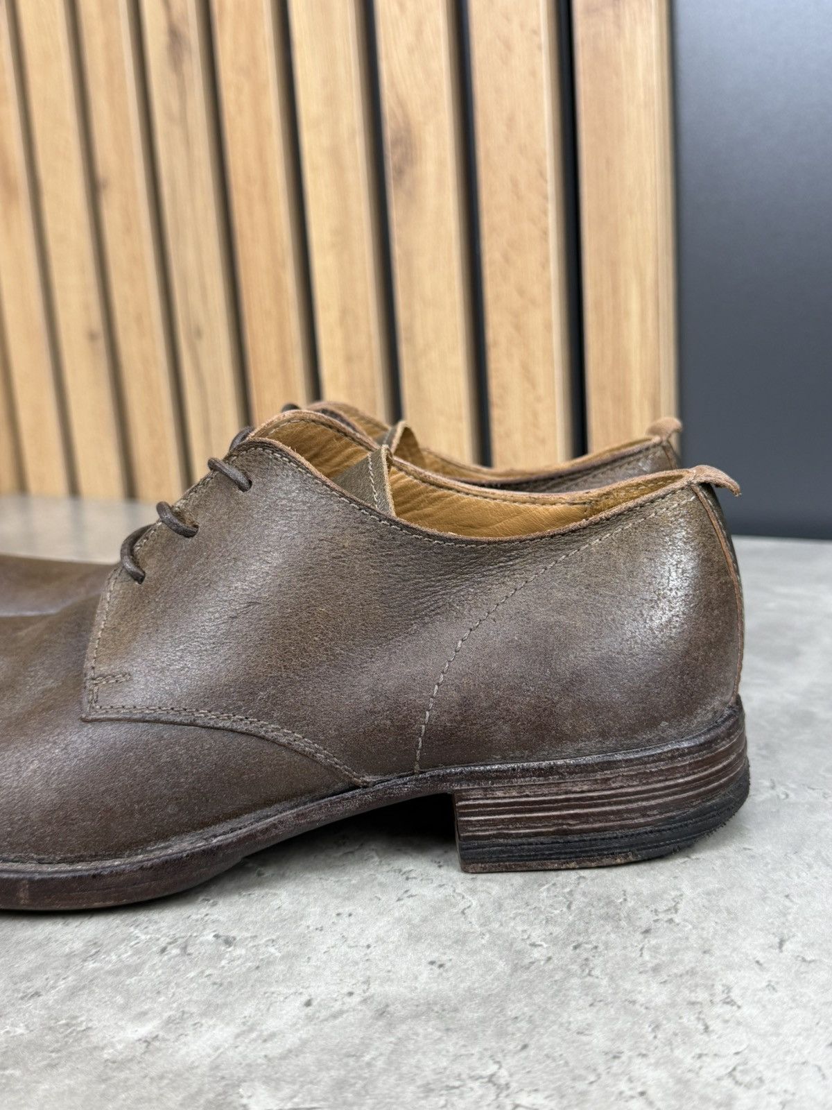 MoMA MOMA Brown Leather Distressed Derby Shoes Size 42 Size US 9 / EU 42 - 6 Thumbnail