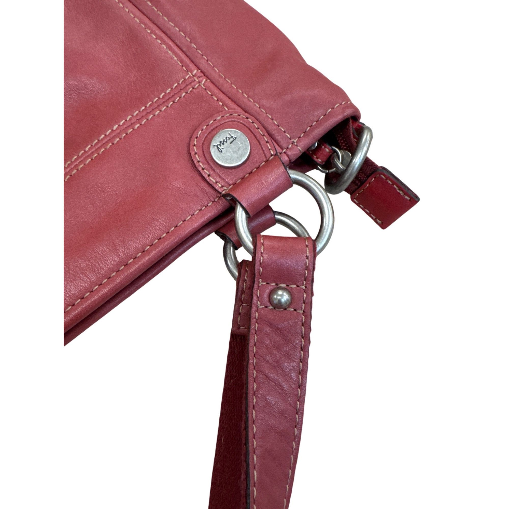 Fossil Fossil Vintage Womans Red Leather Handbag Clutch With Dual H Size ONE SIZE - 16 Thumbnail
