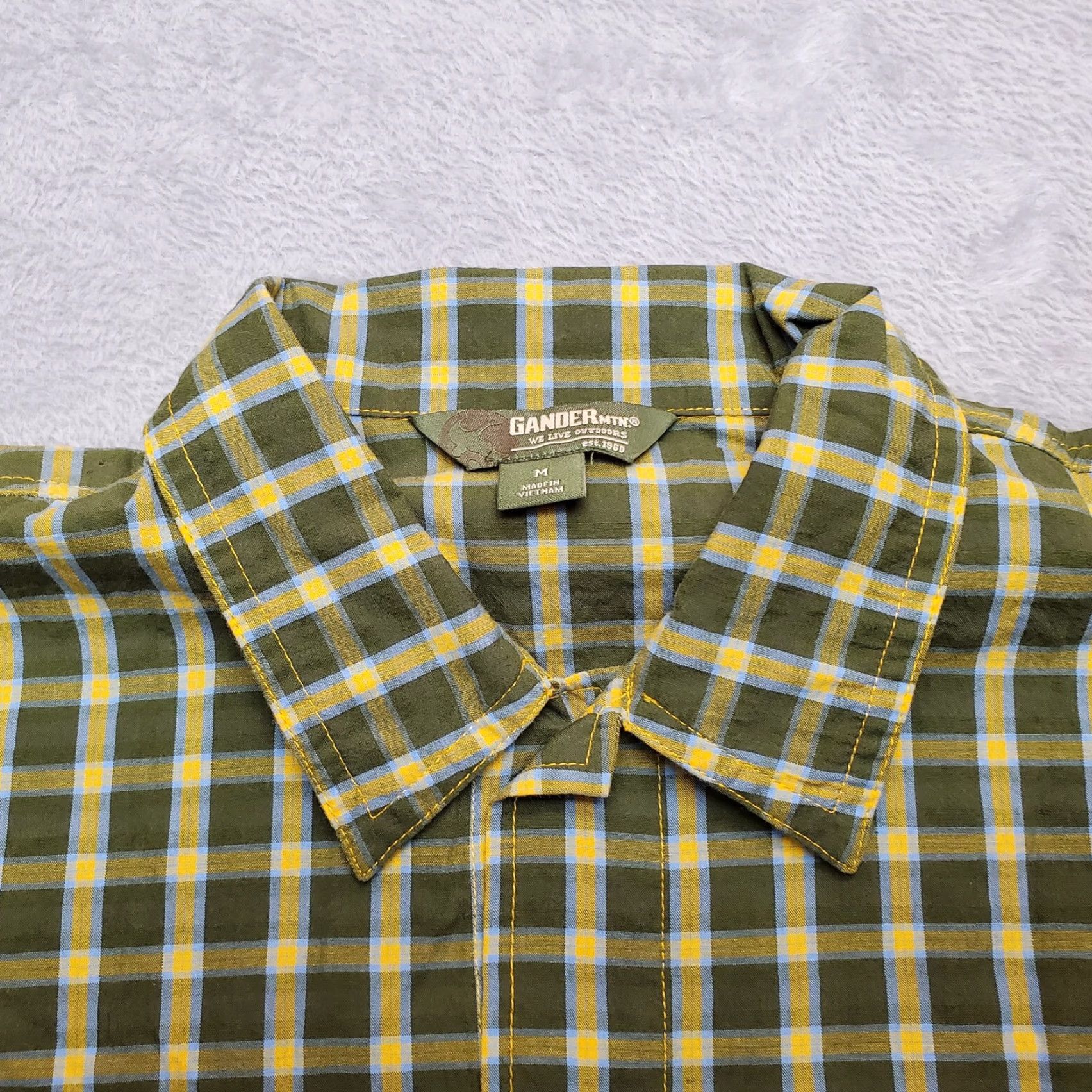 Olive VINTAGE Gander Mountain Shirt Mens M Olive Plaid Short Sleeve Outdoor Travel Casual Size US M / EU 48-50 / 2 - 4 Thumbnail