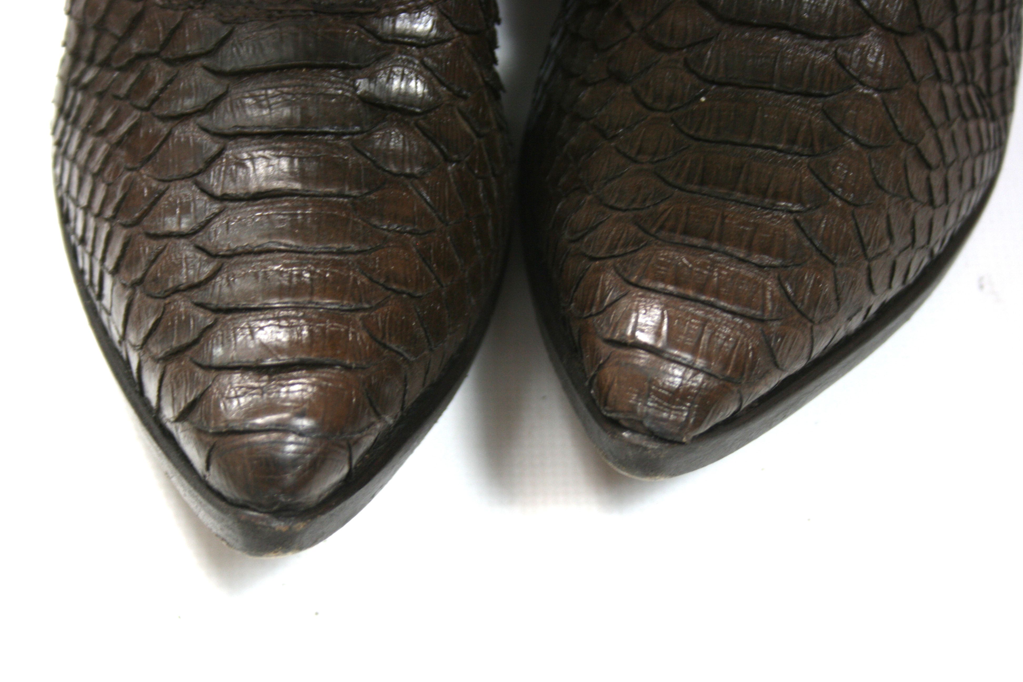 Gianni Barbato Cowboy Python Leather High Boots Size US 9 / IT 39 - 5 Thumbnail