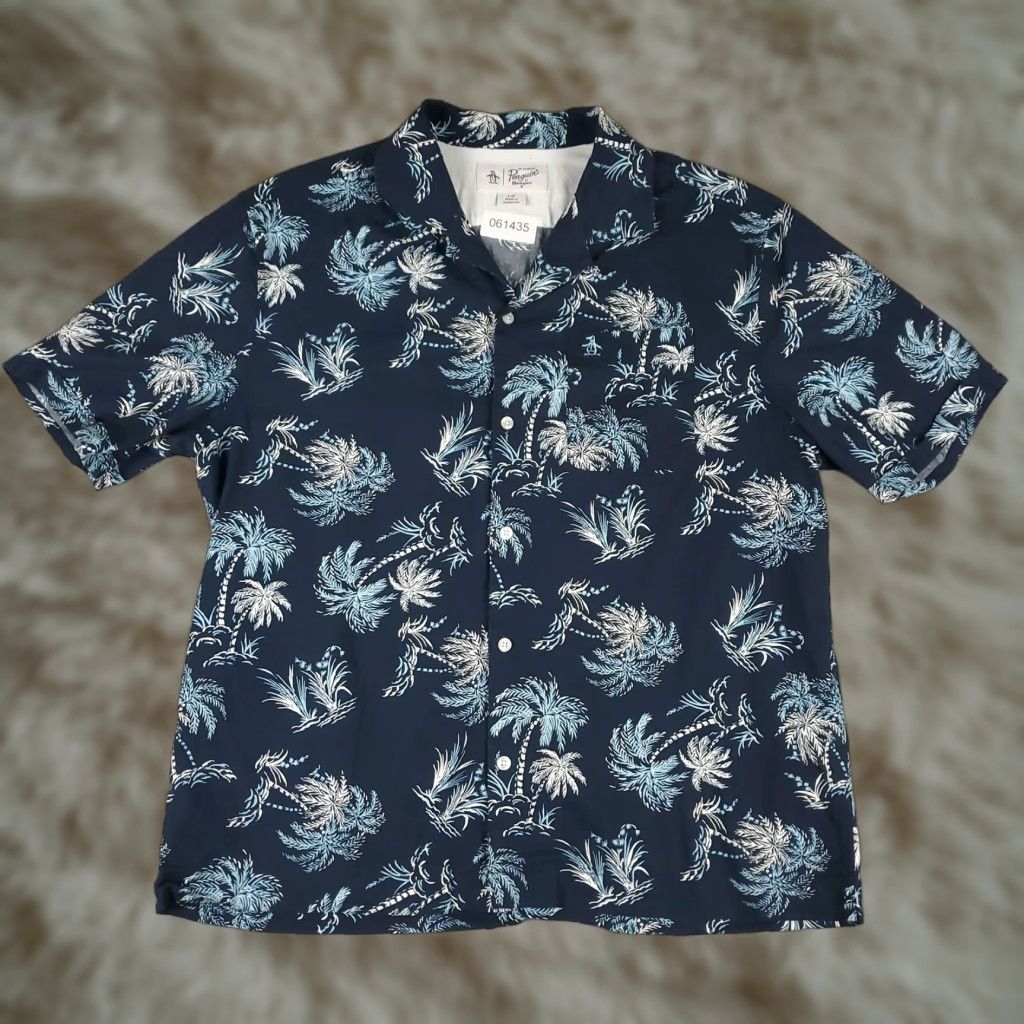 Original Penguin VINTAGE Penguin Shirt Mens Large Hawaiian Graphic Print Cotton Summer Casual Short Sleeve Blue Size US L / EU 52-54 / 3 - 1 Thumbnail