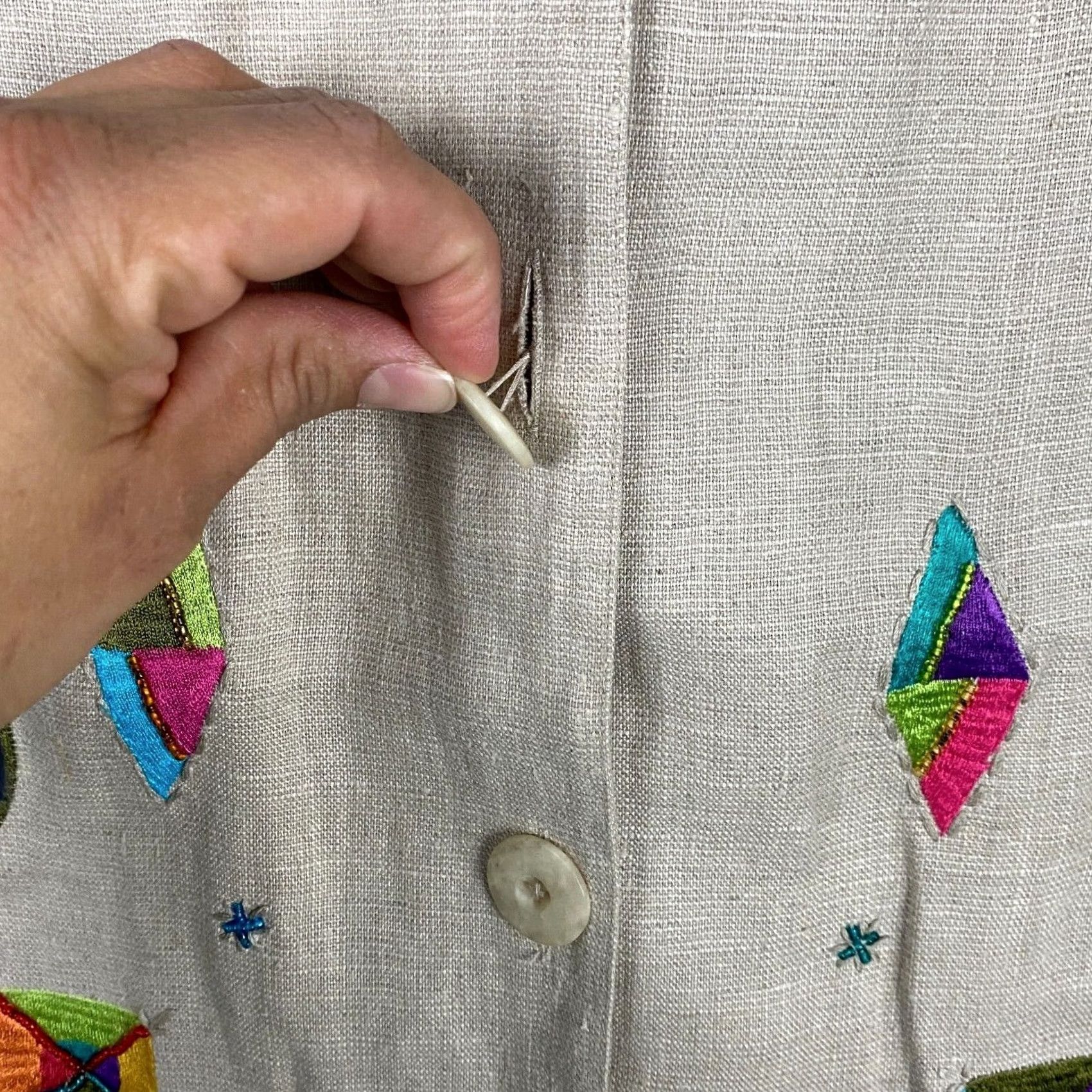 Vintage I.B. Diffusion Button Up Short Sleeve Top Size 6 Beige Womens Adults Size M / US 6-8 / IT 42-44 - 4 Thumbnail