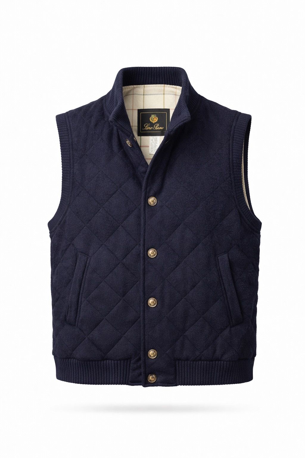 Loro Piana 100% Cashmere Quitted Vest Button
