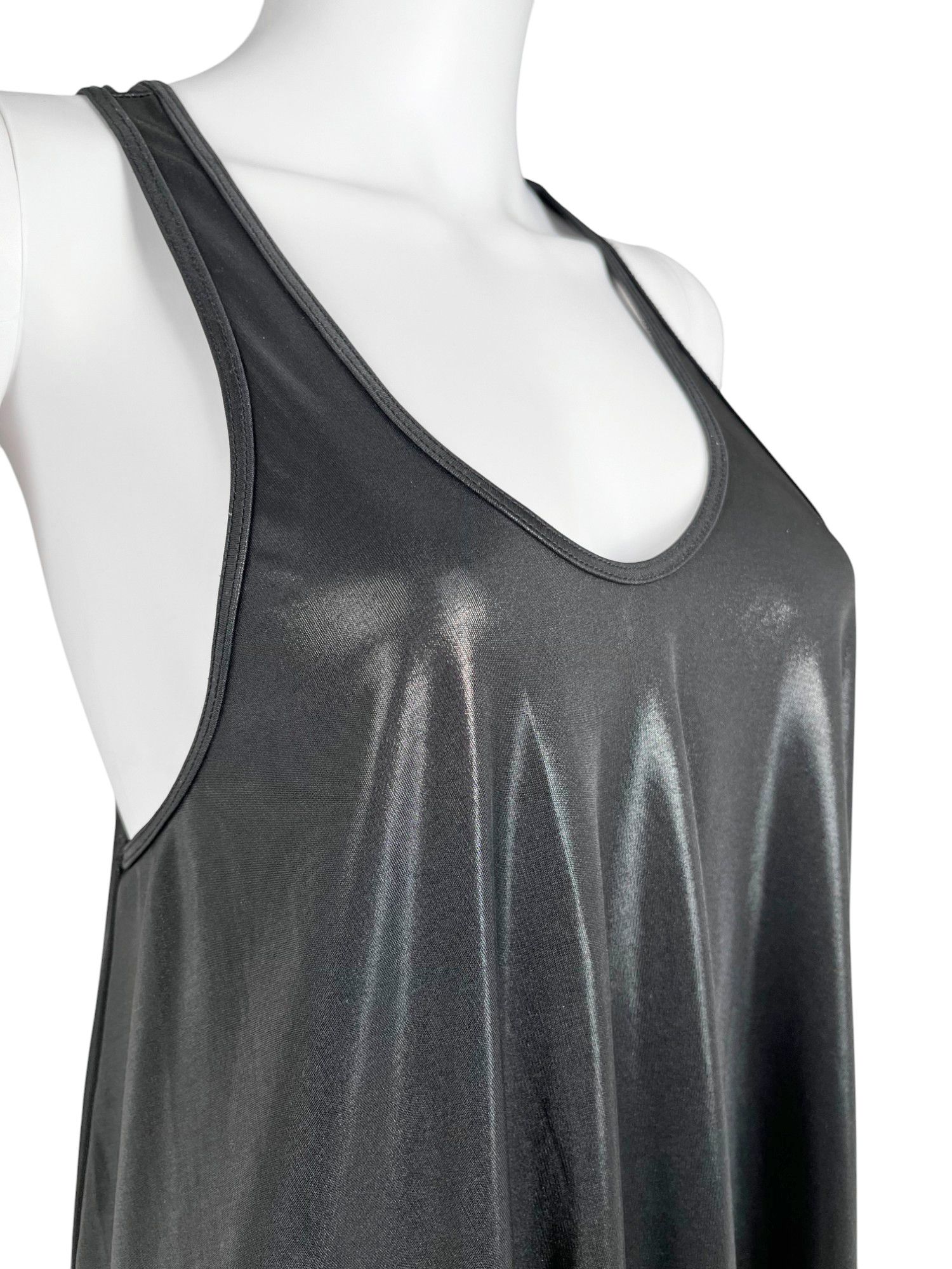 Le Grande Bleu (L.G.B.) Satin Black Tank Top Size S / US 4 / IT 40 - 4 Thumbnail