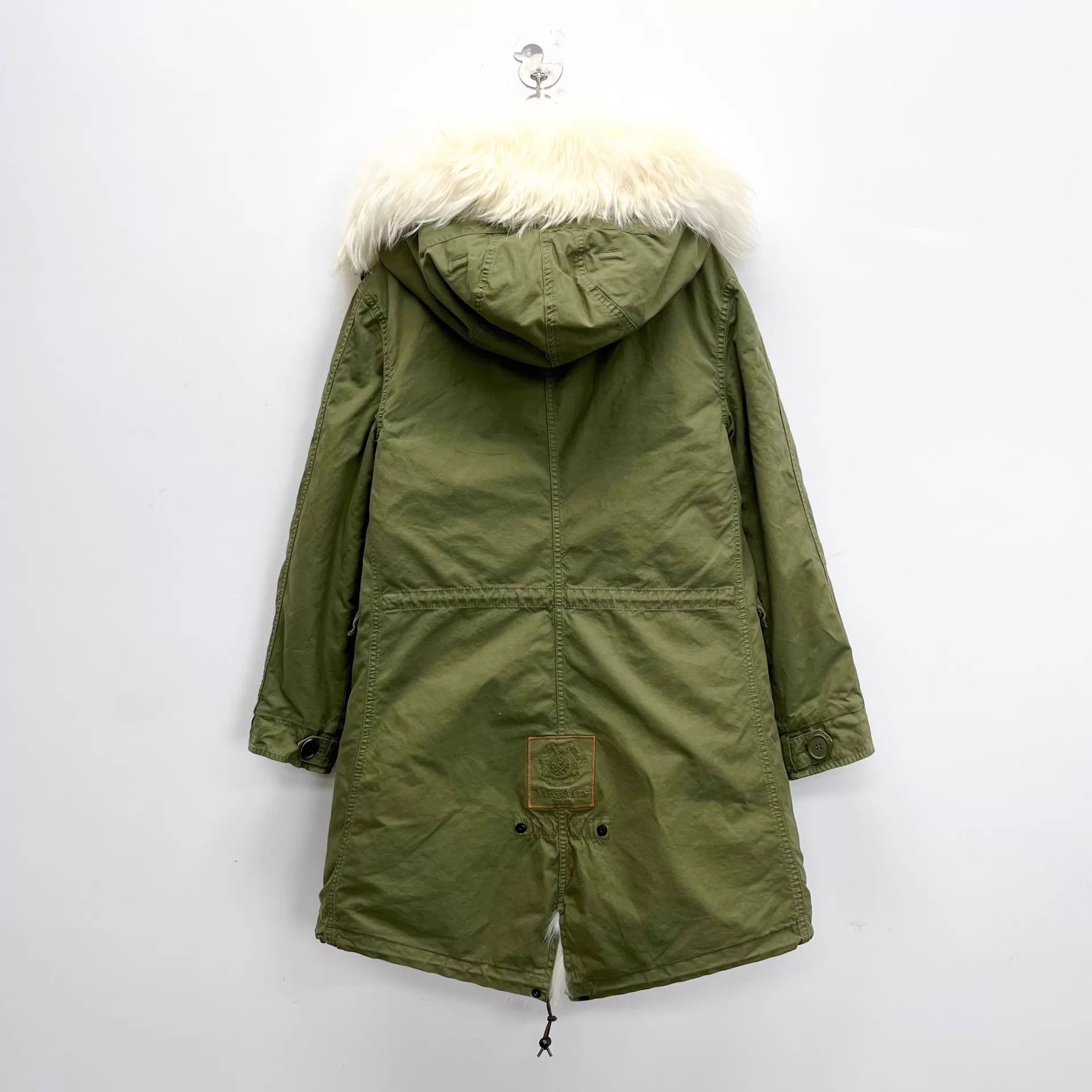 MR & MRS ITALY Mr&Mrs Military Green White Mink Fur Collar Coat OS/XS Size XS / US 0-2 / IT 36-38 - 2 Thumbnail