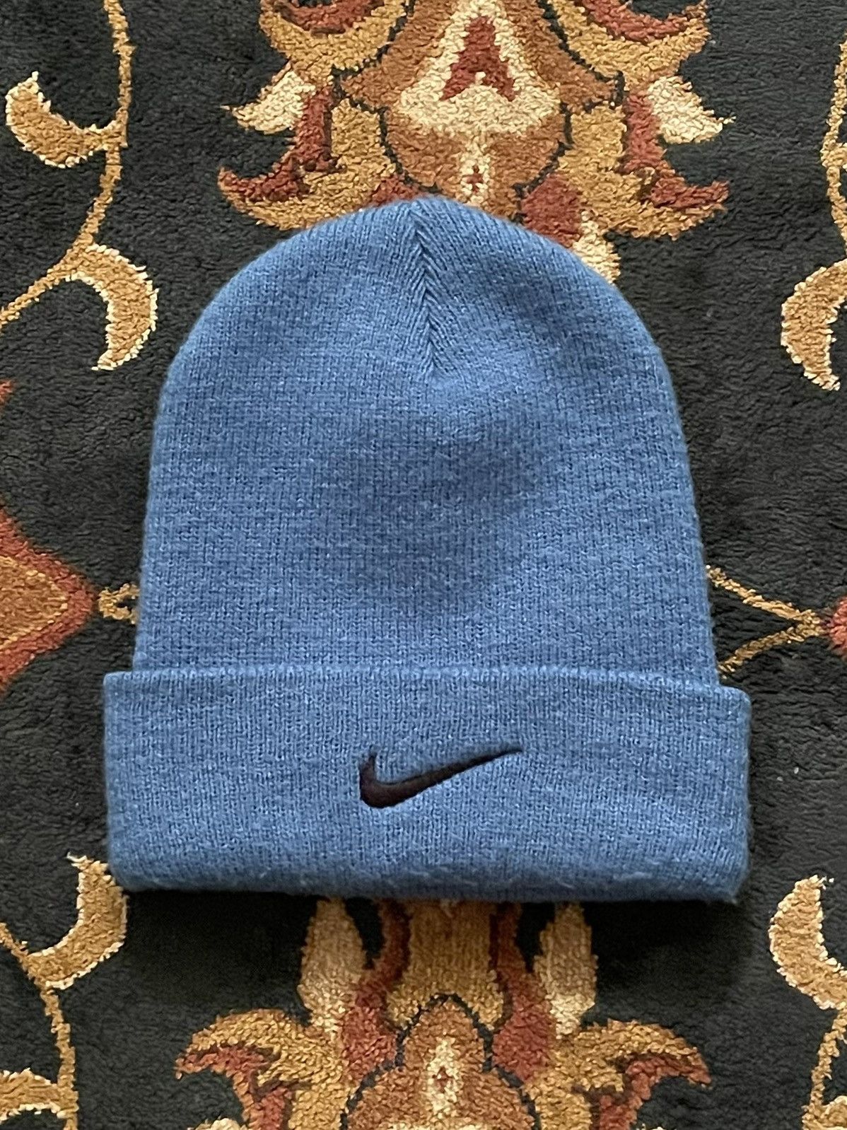 Nike Vintage 90s Nike Swoosh Logo Blue Beanie Toque Hat Size ONE SIZE - 1 Thumbnail