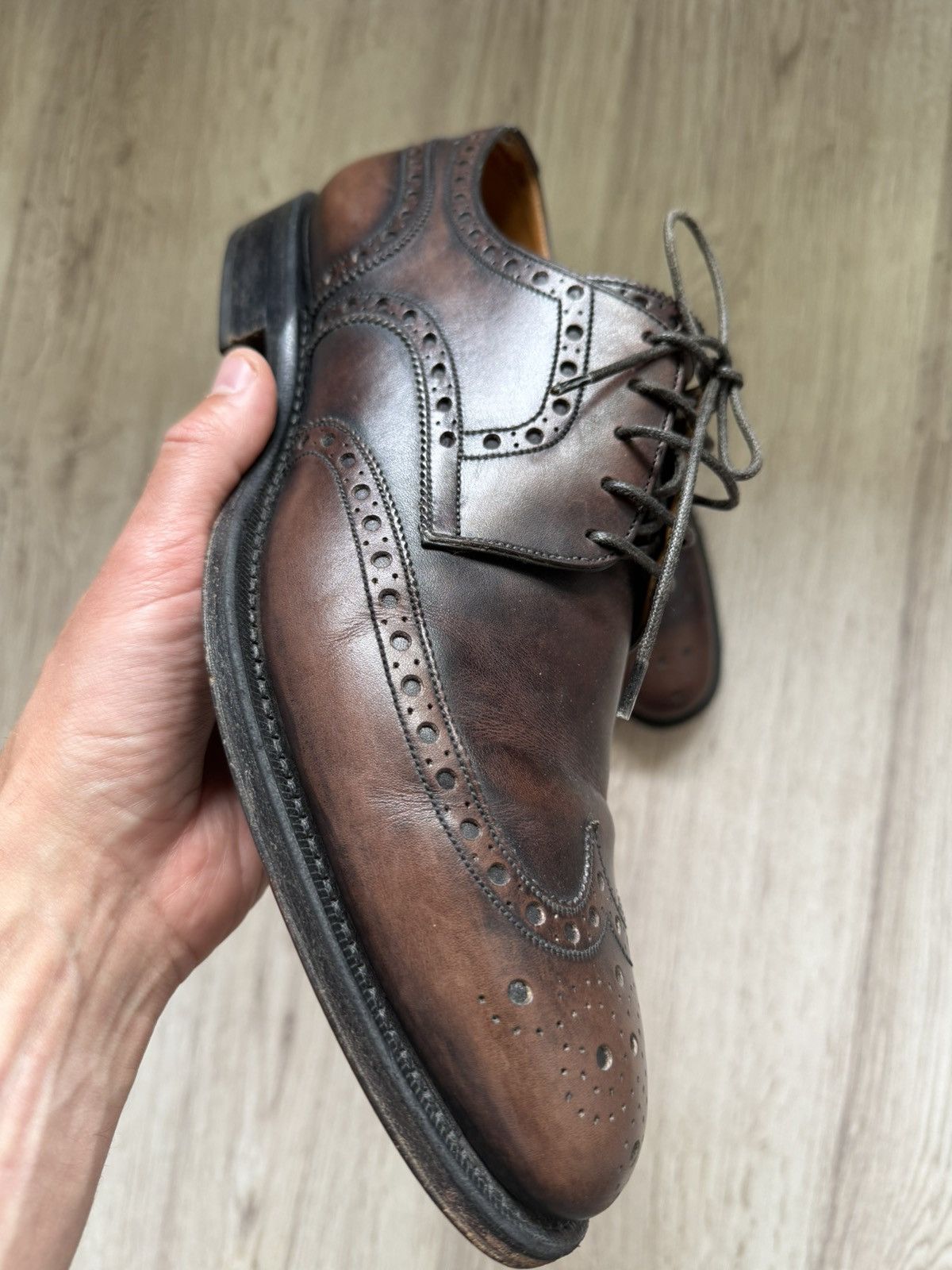 Bally Bally Mens Leather Brogues Goodyear Welted Brown Patina Size US 10 / EU 43 - 4 Thumbnail