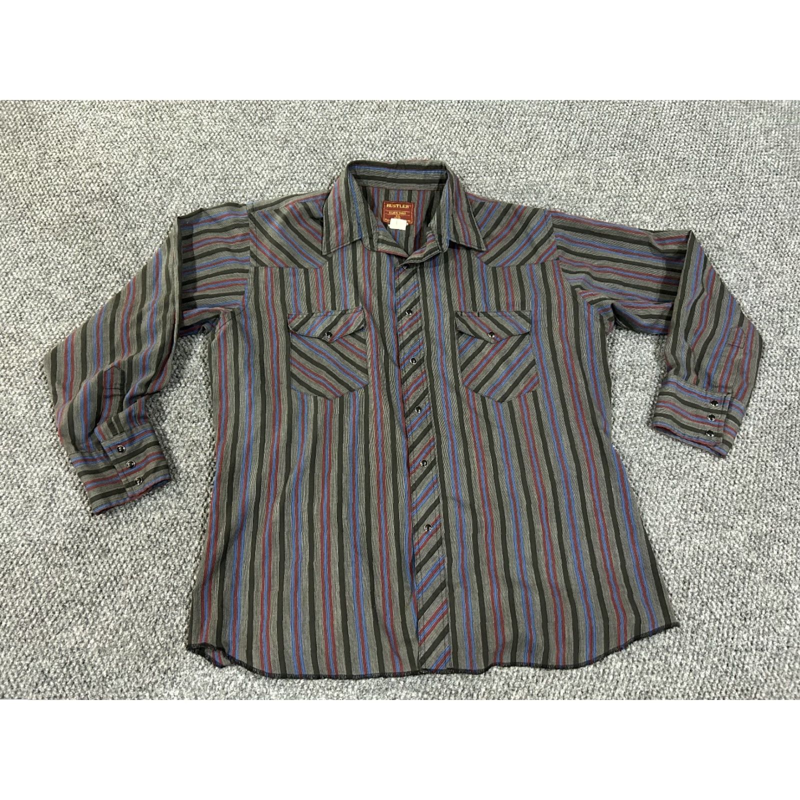 Vintage VINTAGE Rustlers Button-Up Shirt Mens 2XL Black Striped Western Snap X-Long Tails Size US XXL / EU 58 / 5 - 2 Thumbnail