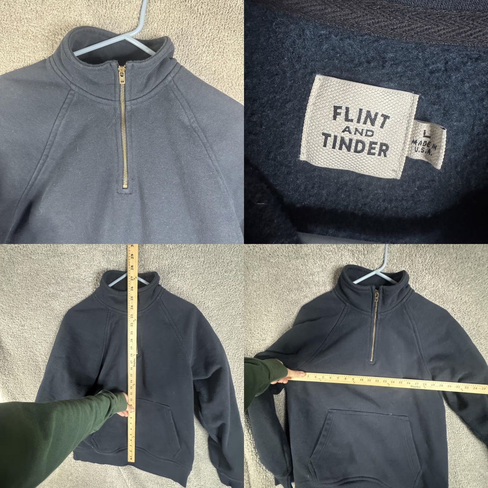 Flint And Tinder Flint and Tinder Sweatshirt Mens Large Blue 1/4 Zip Fleece Pullover Mock Neck Sweatshirt Mens L Blue 1/4 Zip Pockets Cotton fleece Vintage No Size US L / EU 52-54 / 3 - 8 Thumbnail