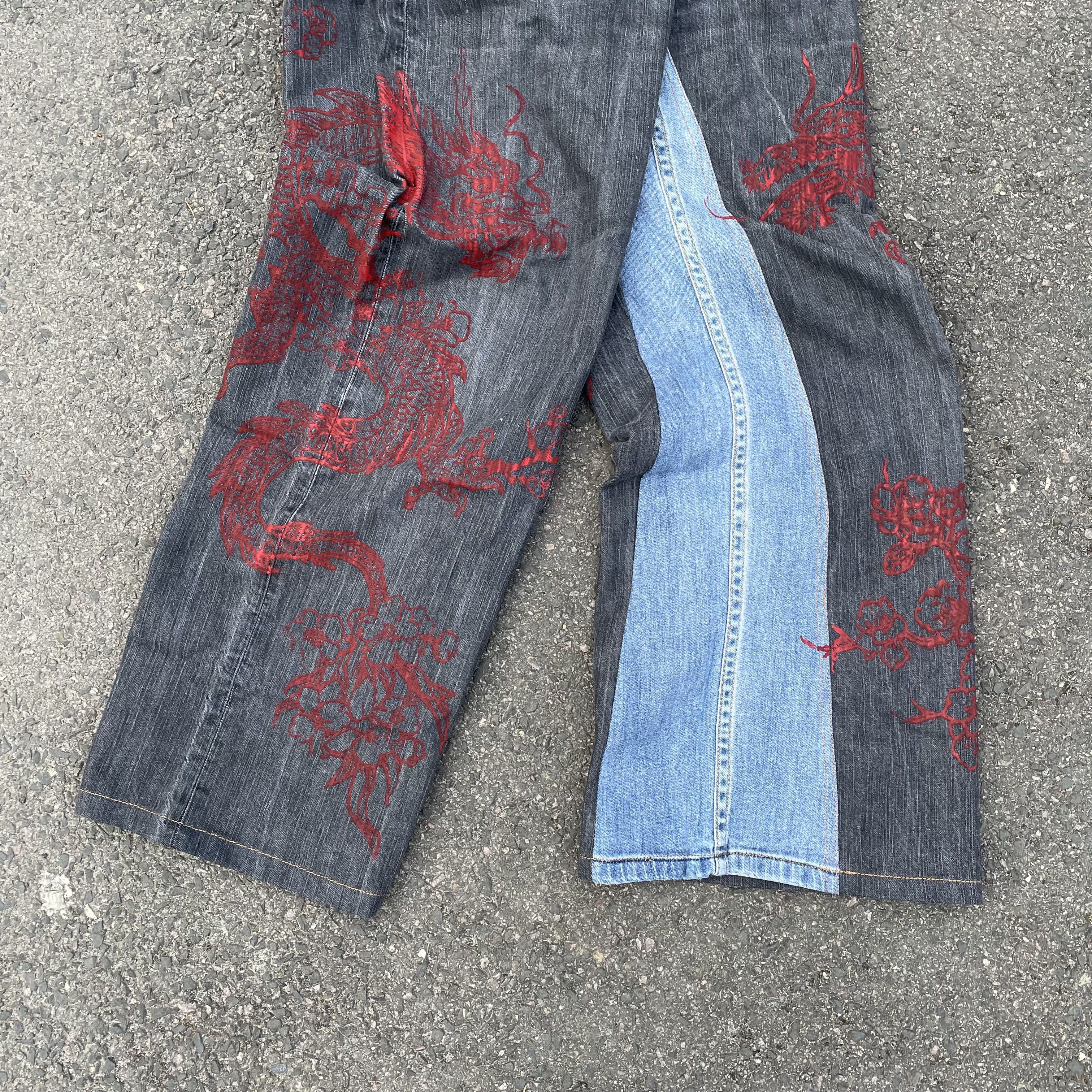 Carhartt Custom Carhartt Flared Jeans baggy fit dragon japan style Size US 37 - 6 Thumbnail