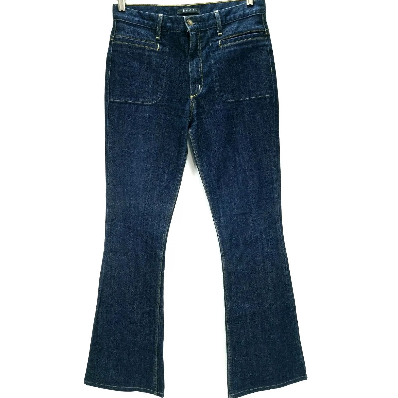 Theory THEORY Dark Blue / Indigo Flare Leg Jeans Women's Size 28 Size 28" / US 6 / IT 42 - 2 Thumbnail