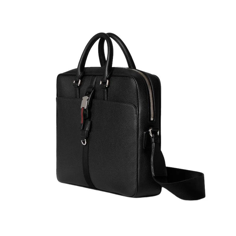 Gucci GUCCI Black Soft Medium Leather Web Briefcase New & Auth Size ONE SIZE - 2 Thumbnail