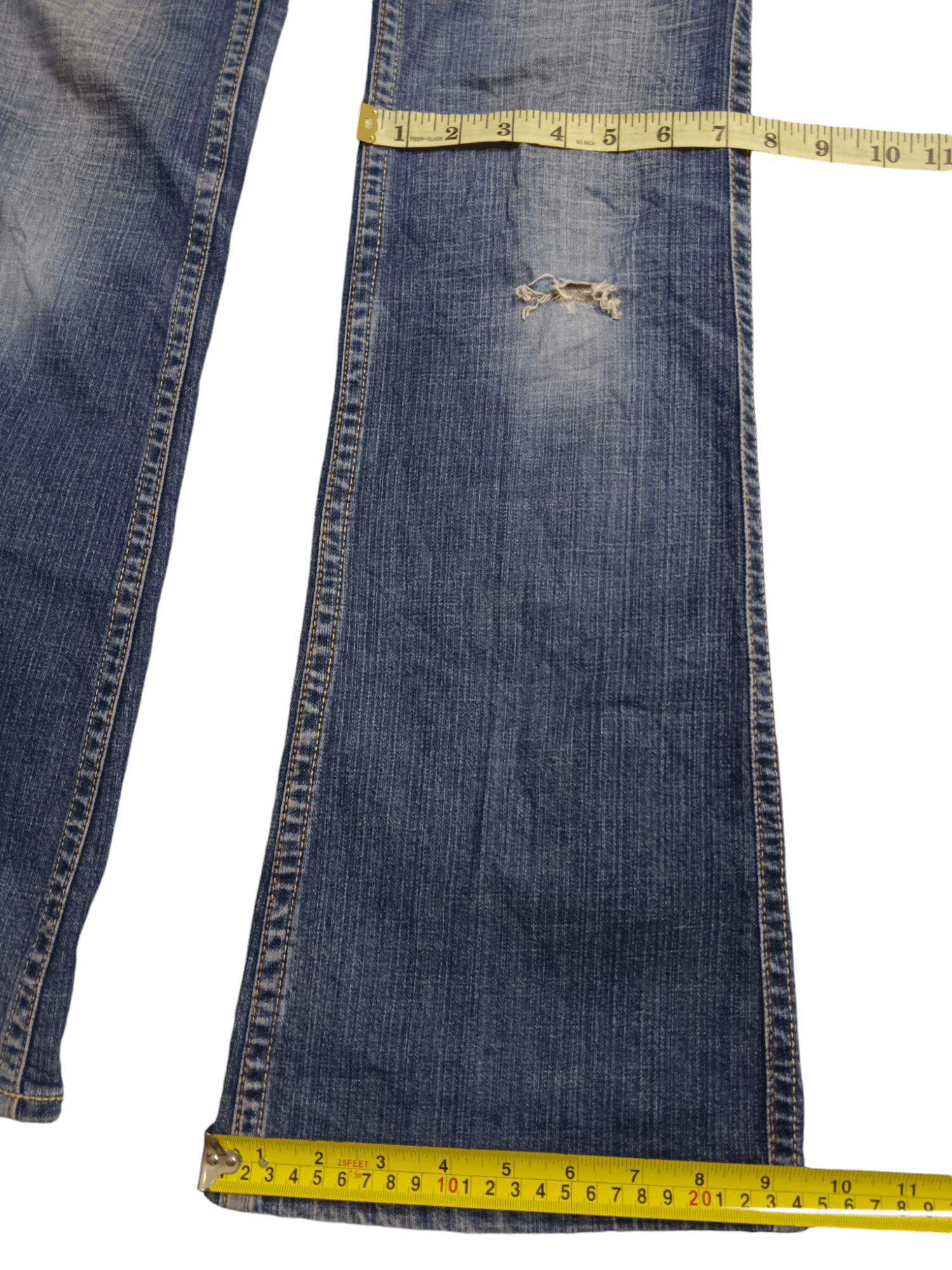 If Six Was Nine Bobson Distressed Stretchable Skinny Flare Bush Denim Size 30" / US 8 / IT 44 - 7 Thumbnail
