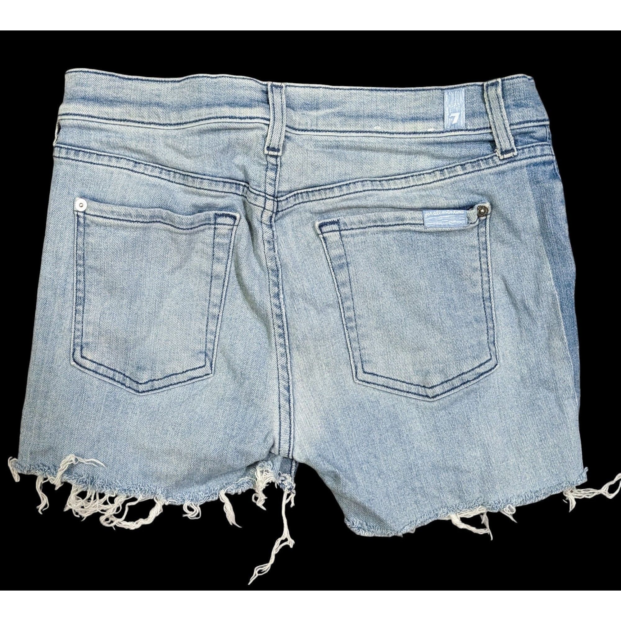 7 For All Mankind Distressed Two-Tone Cut-Off Denim Shorts by 7 For All Mankin Size 30" / US 8 / IT 44 - 2 Thumbnail