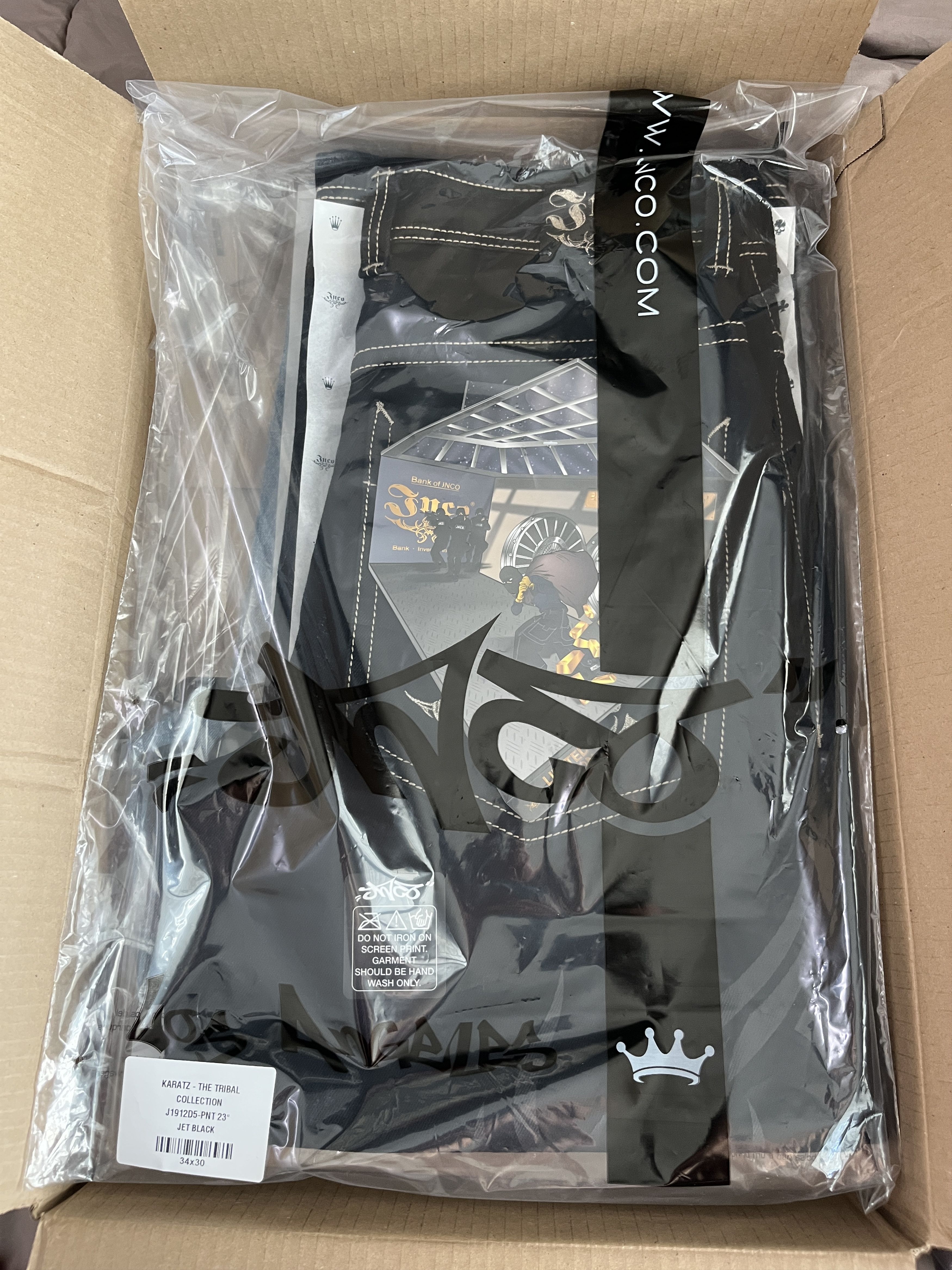 JNCO JNCO JEANS - BRAND NEW - Flame Karatz Jeans Jet Black Size US 34 / EU 50 - 9 Thumbnail