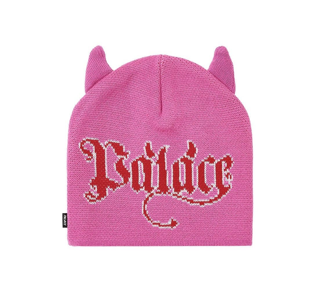 Palace × Vintage Palace Horny Nein Devil Cuff Beanie Pink | Grailed