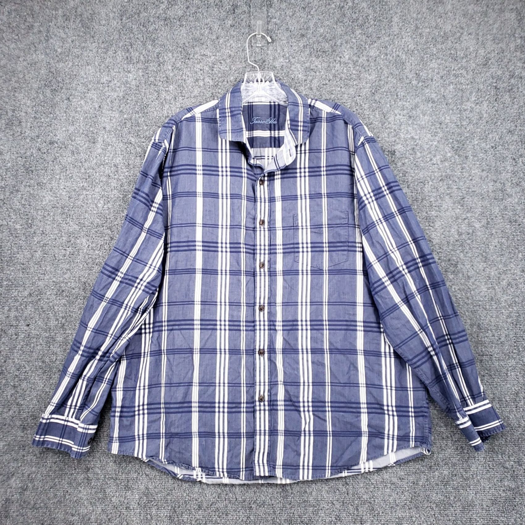 Tasso Elba Tasso Elba Button-Up Shirt Men XL 17-17.5 Blue Plaid Long Sleeve Pocket Collared Classic Designer Mens XL Blue Plaid Shirt Size US XL / EU 56 / 4 - 2 Thumbnail