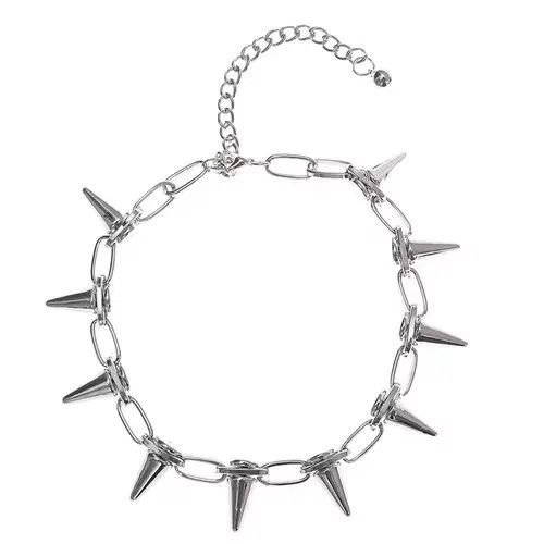 Jewelry Goth Punk Spikes Choker Necklace Chain emo y2k Size ONE SIZE - 2 Thumbnail