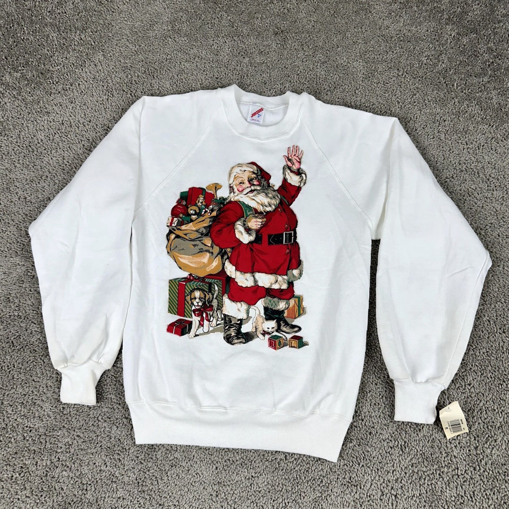 Jerzees VINTAGE Jerzees Sweatshirt Mens M White Santa Claus Graphic Print Christmas 90s USA Crewneck Pullover Size US M / EU 48-50 / 2 - 2 Thumbnail