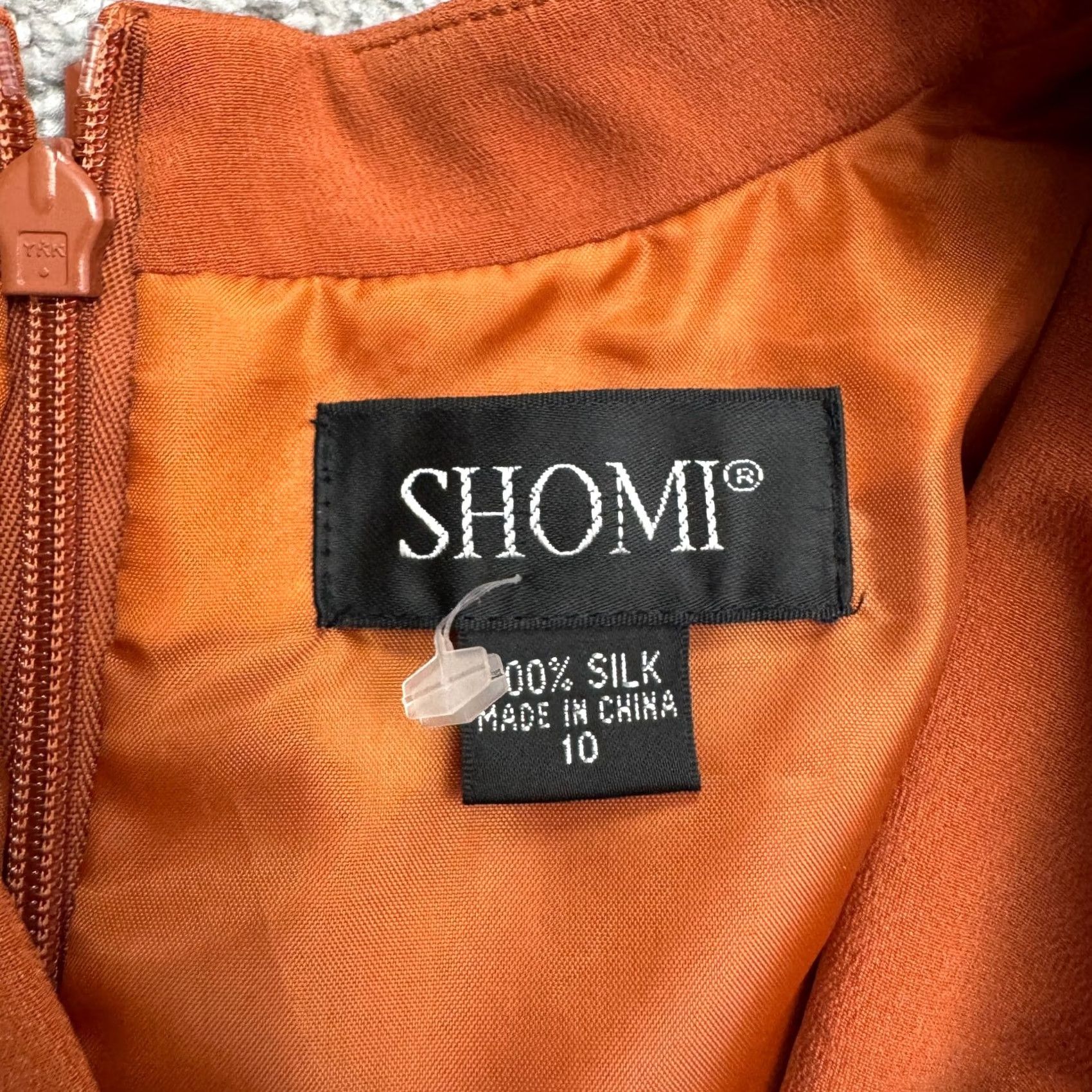 Vintage VINTAGE Shomi Silk Midi Shift Dress Womens 10 Orange Long Sleeve V-Neck NWOT Size L / US 10 / IT 46 - 6 Thumbnail