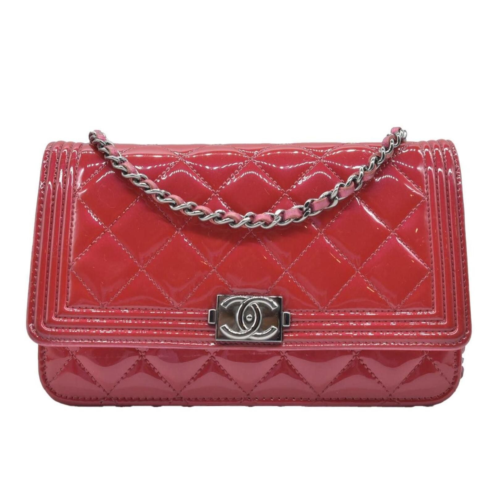 Chanel $3350 Chanel Patent Calfskin Quilted Boy Wallet On Chain WOC Size ONE SIZE - 1 Thumbnail