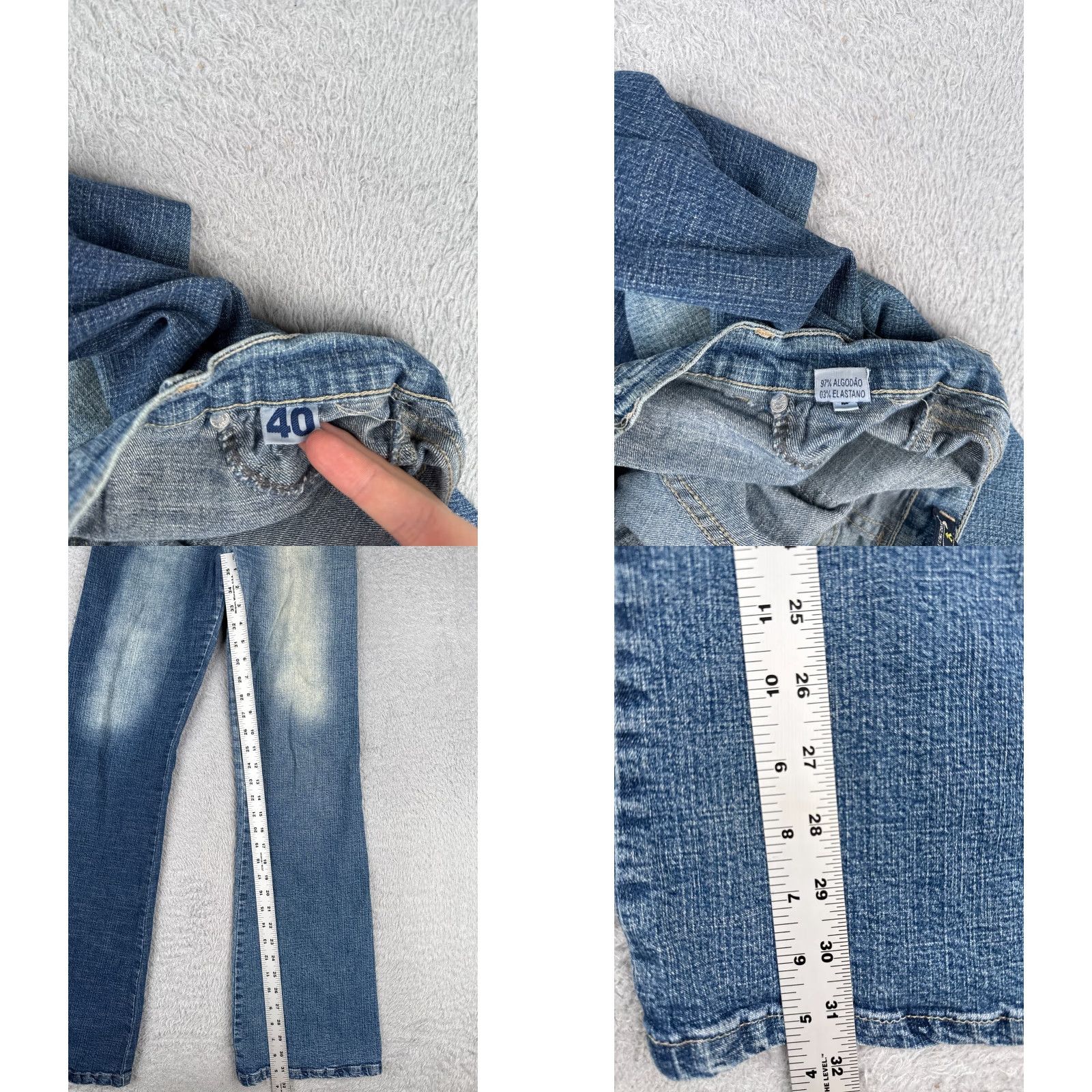 Vintage Big Seven Jeans Womens Flared Jeans 24 Blue Denim Distressed Low Rise 24x32 US Party Vintage: No Size 42" / US 20 - 8 Thumbnail