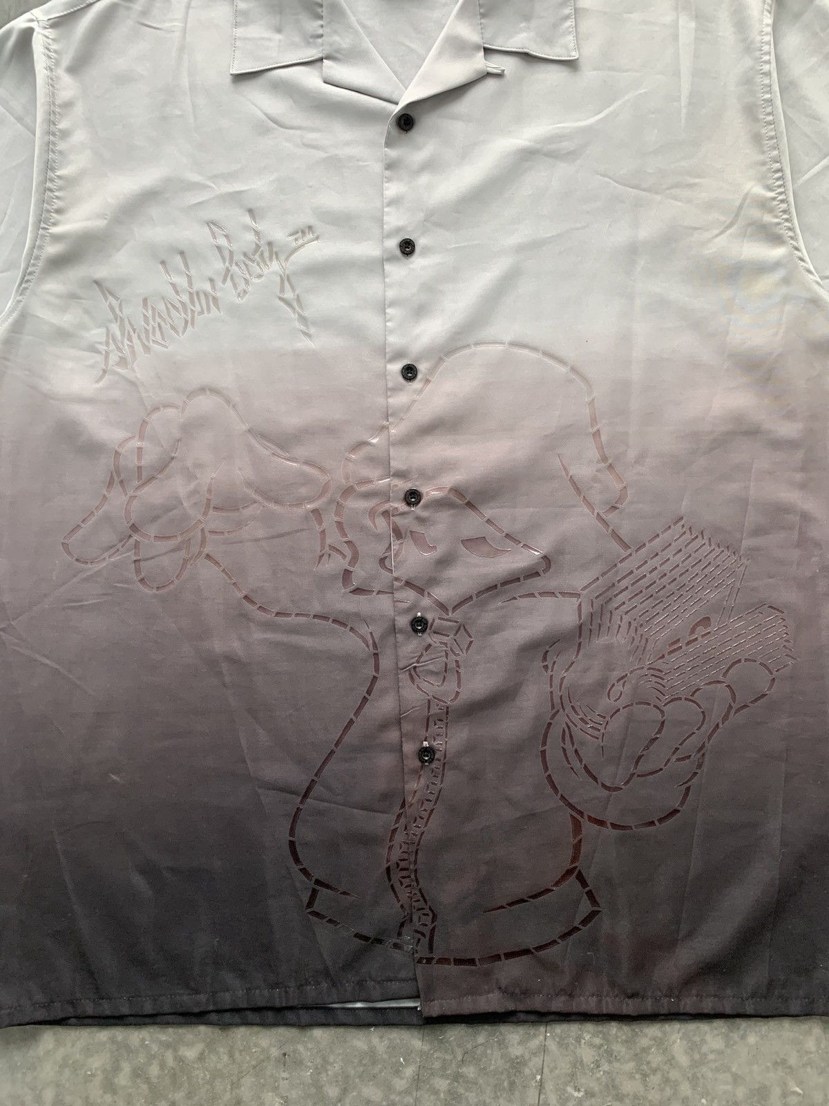 Japanese Brand Crazy Vintage Y2K Diss Printed Shirt Gradient Baggy Skater Size US XXL / EU 58 / 5 - 2 Thumbnail
