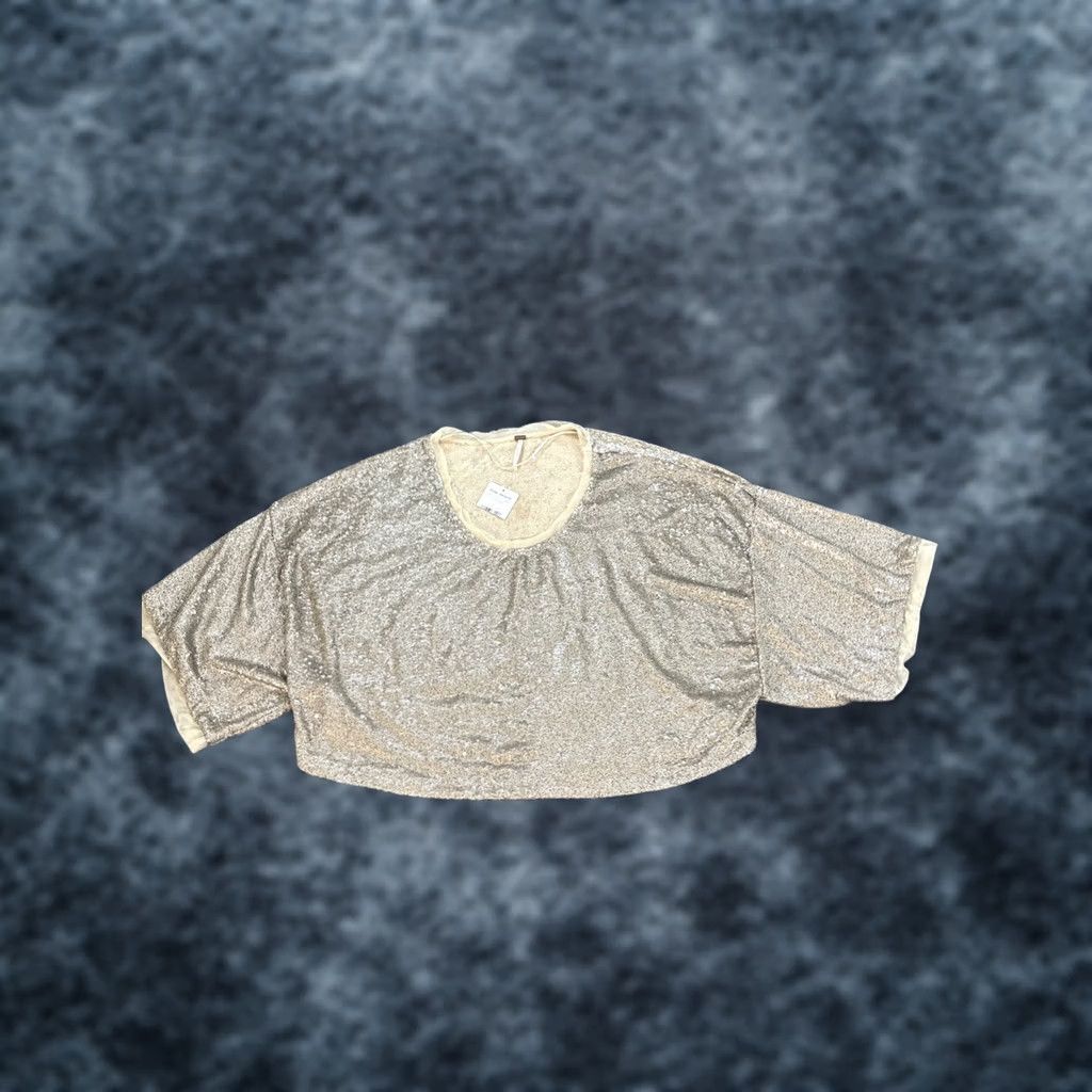 Free People Free People Champagne Dreams Sequin Top Blouse Women Oversized M Gold Size M / US 6-8 / IT 42-44 - 1 Thumbnail