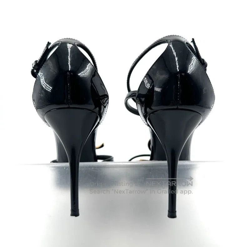 Saint Laurent Paris Saint Laurent Paris Black Patent Leather High Heel Sandals Size US 4.5 / IT 34.5 - 3 Thumbnail