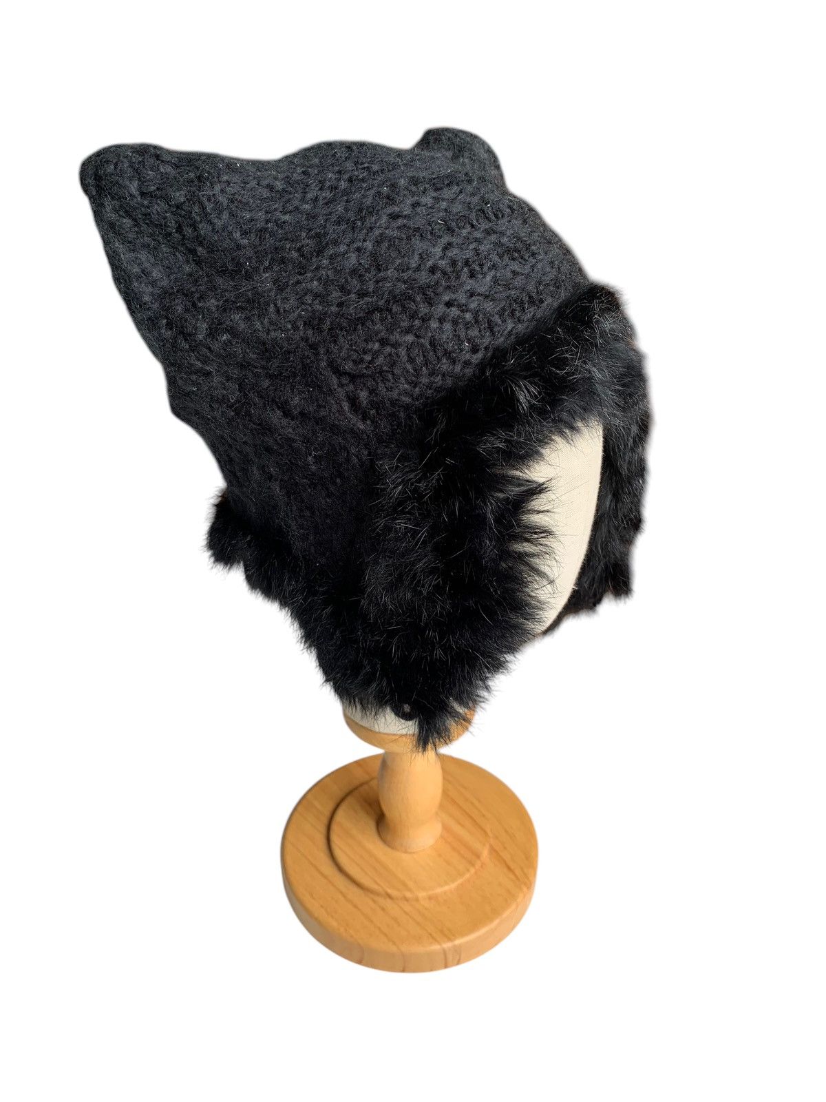 14th Addiction × Vintage Bunny Horn Devil Knitted Crochet Rare Hairy Fur Punk Hat☠️🎌 Size ONE SIZE - 7 Thumbnail