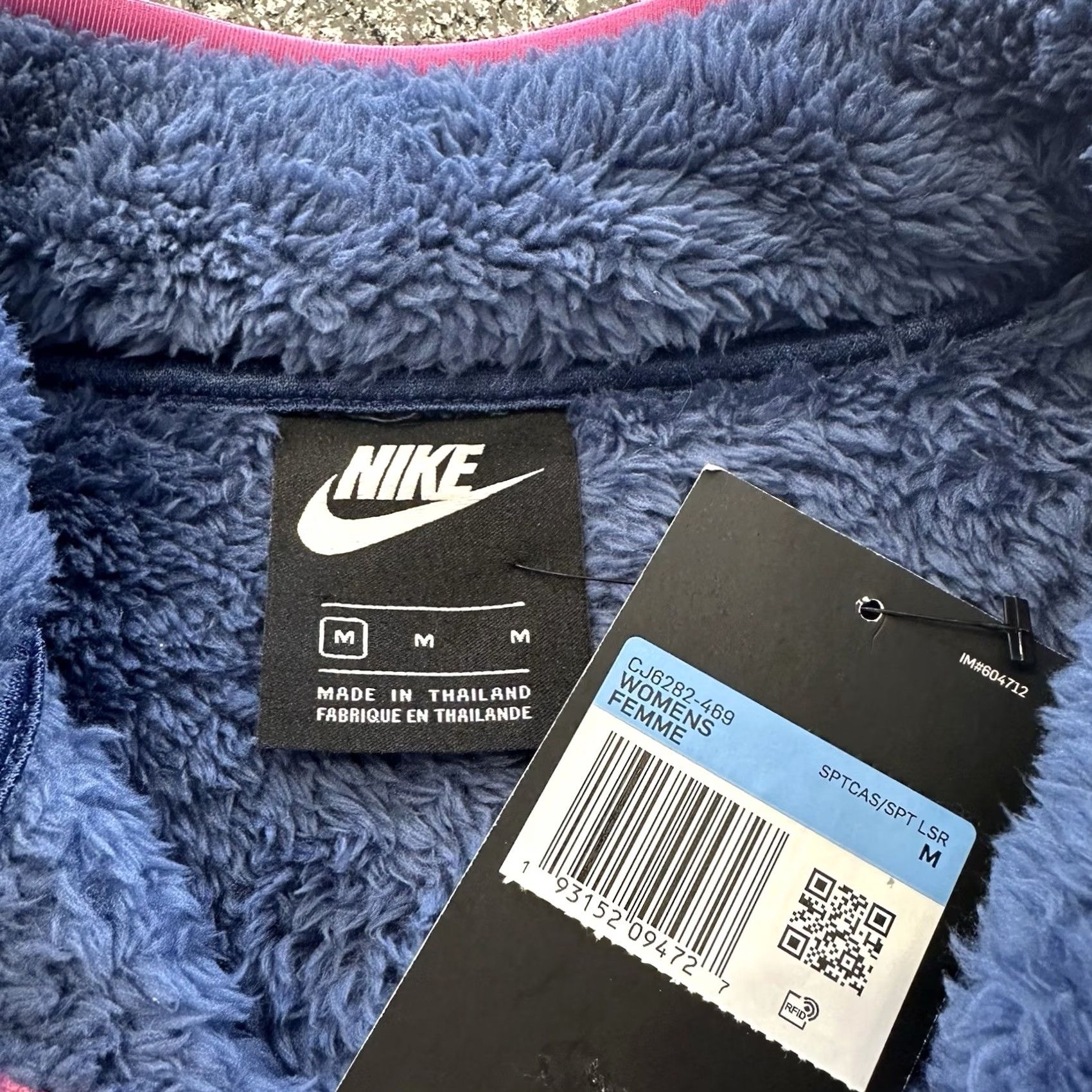 Nike Nike Women's Sweatshirt Pullover 1/4 Zip Fleece Blue M Sherpa Vintage CJ6282 Size M / US 6-8 / IT 42-44 - 2 Thumbnail