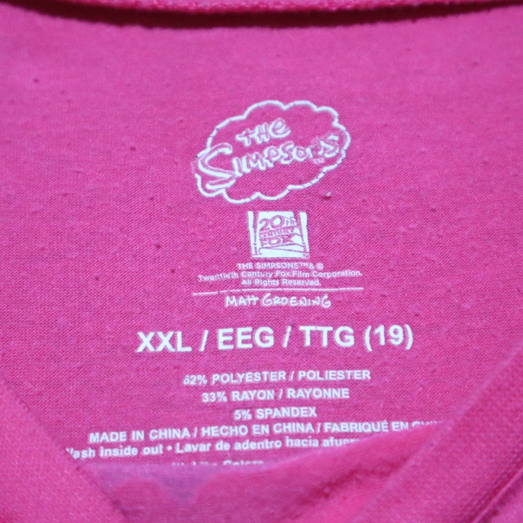 Vintage VINTAGE The Simpsons Pink Short Sleeve Tee T-Shirt Adult Women's 2XL Pink Shirt Womens Nike Size XXL / US 16-18 / IT 52-54 - 3 Thumbnail