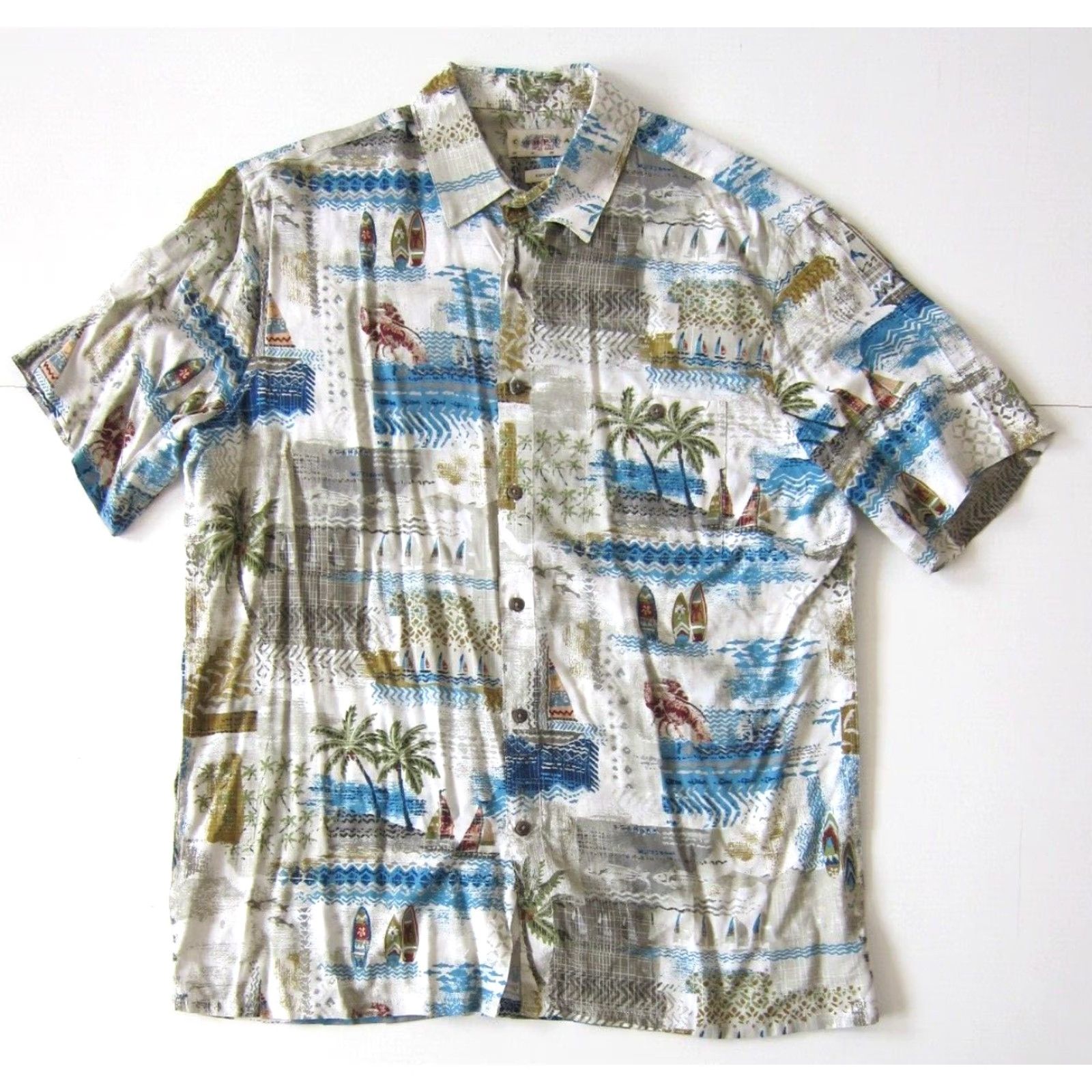 Vintage Campia Moda 100% Rayon Blue Pink Lobster Surf Floral Hawaiian Shirt Men Large Size US L / EU 52-54 / 3 - 2 Thumbnail