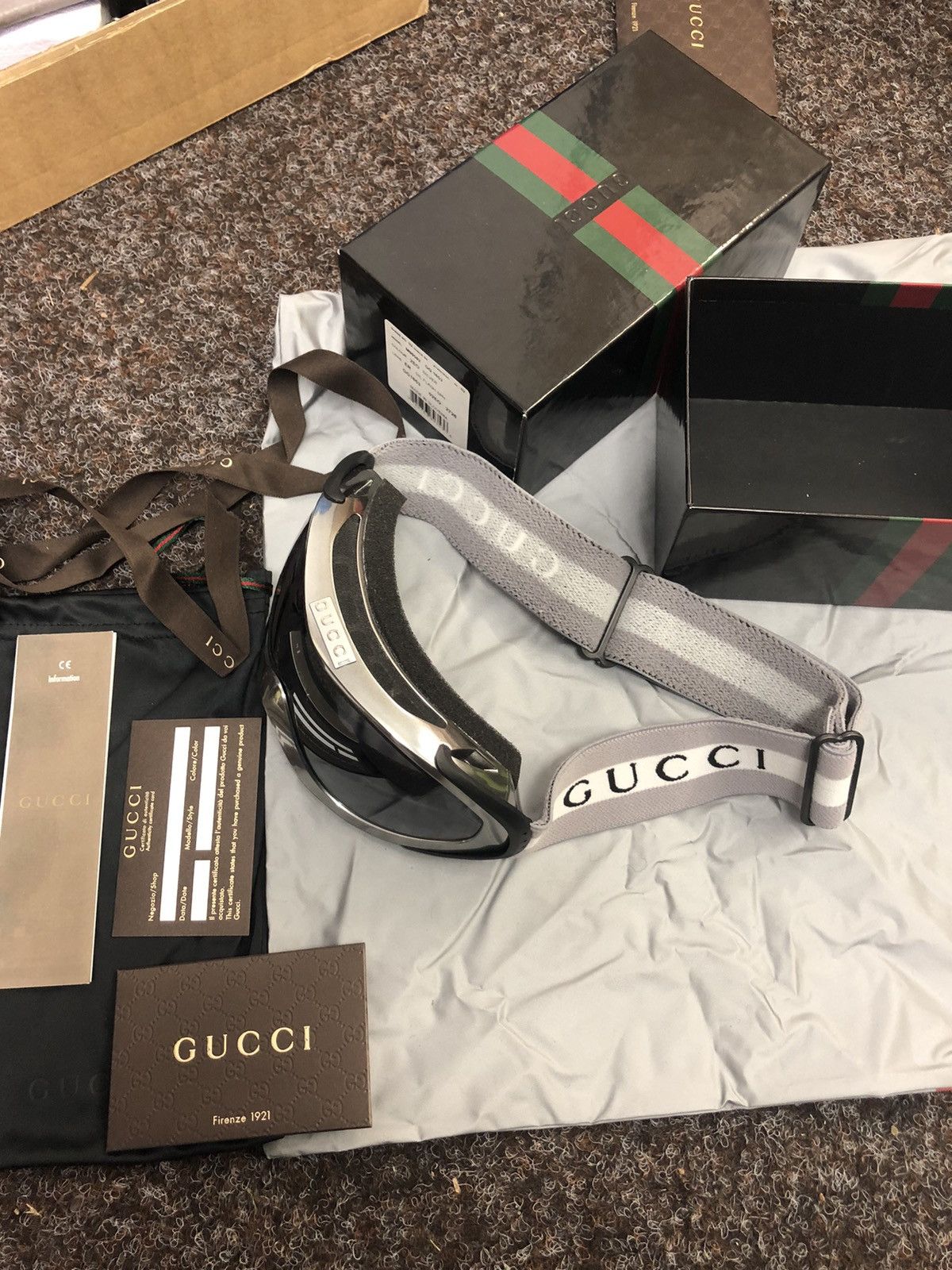 image of Grey Gucci Ski Goggles, Men's