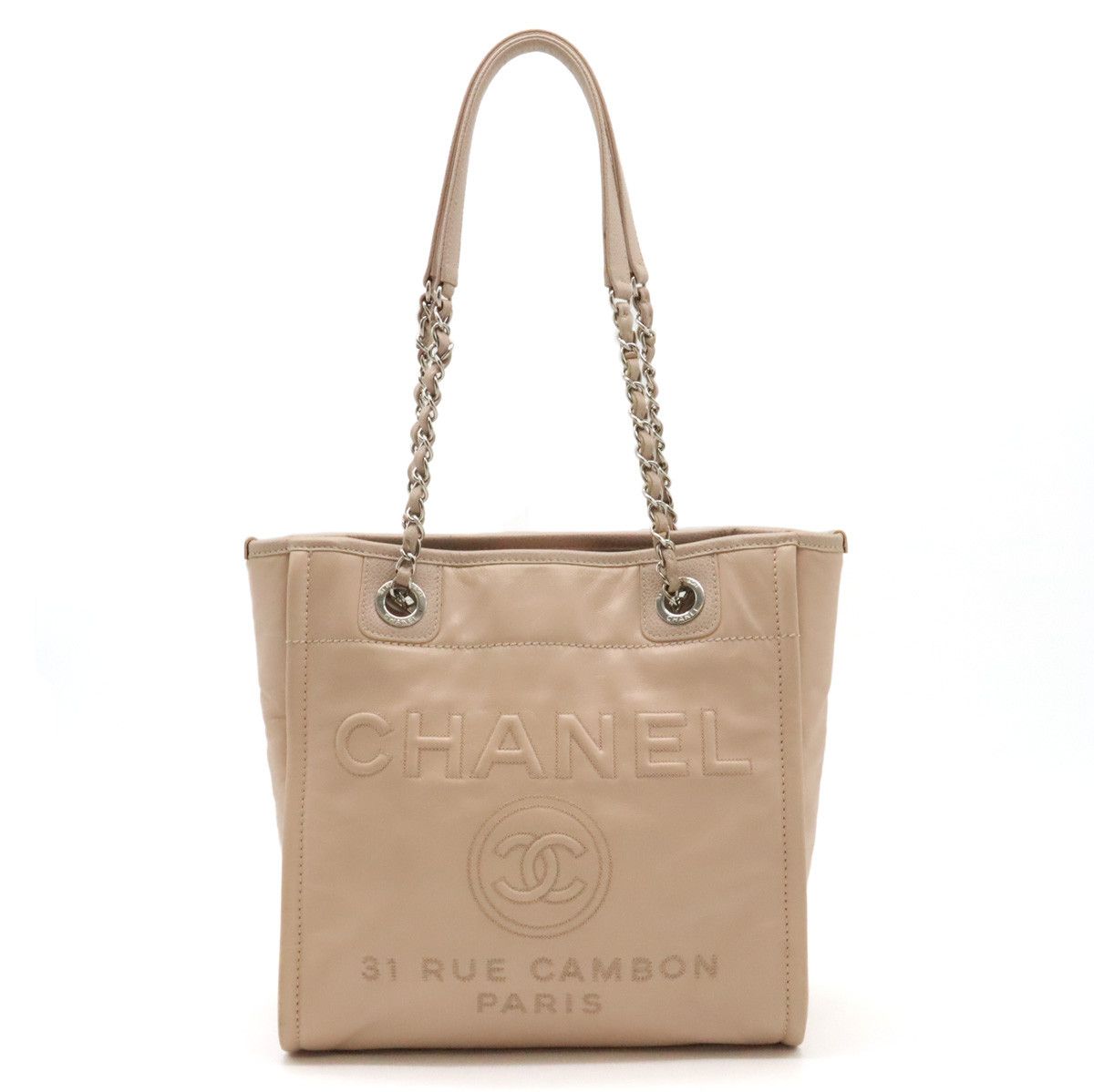 Chanel Chanel Chanel Deauville Chain Shoulder Tote Bag Calf Leather A93256 Leather Tote Bag A93256 in Very Good Condition Size ONE SIZE - 1 Thumbnail