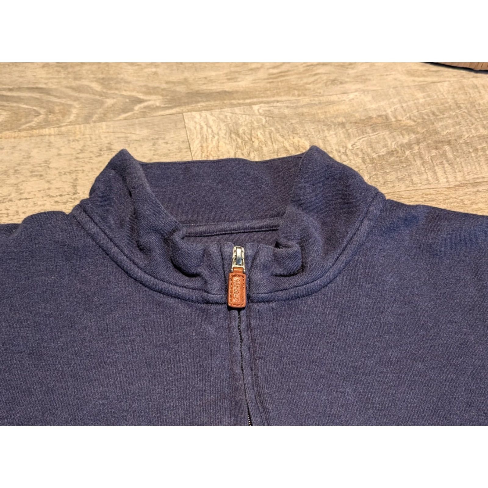 johnnie-O Johnnie-O Quarter Zip Pullover Cotton Sweater Heather Navy Sz L Pullover Regular Knit 1/4 Zip Mens Standing Logo Golf Preppy Classic Outdoor Size US L / EU 52-54 / 3 - 6 Thumbnail