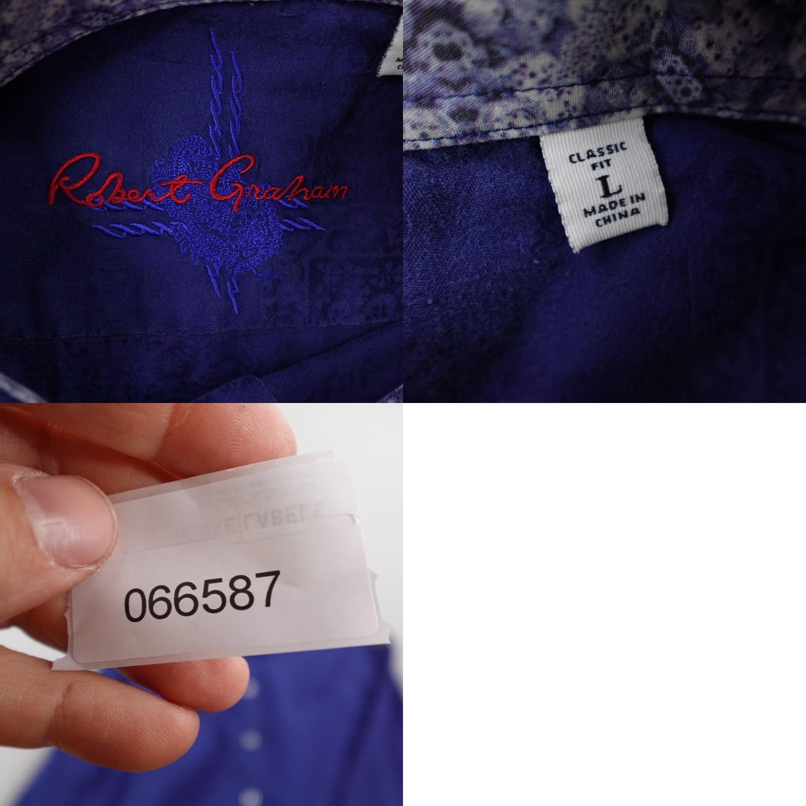 Robert Graham Robert Graham Shirt Mens Large Blue Button-Up Classic Fit Abstract Flip Cuffs Size US L / EU 52-54 / 3 - 8 Thumbnail