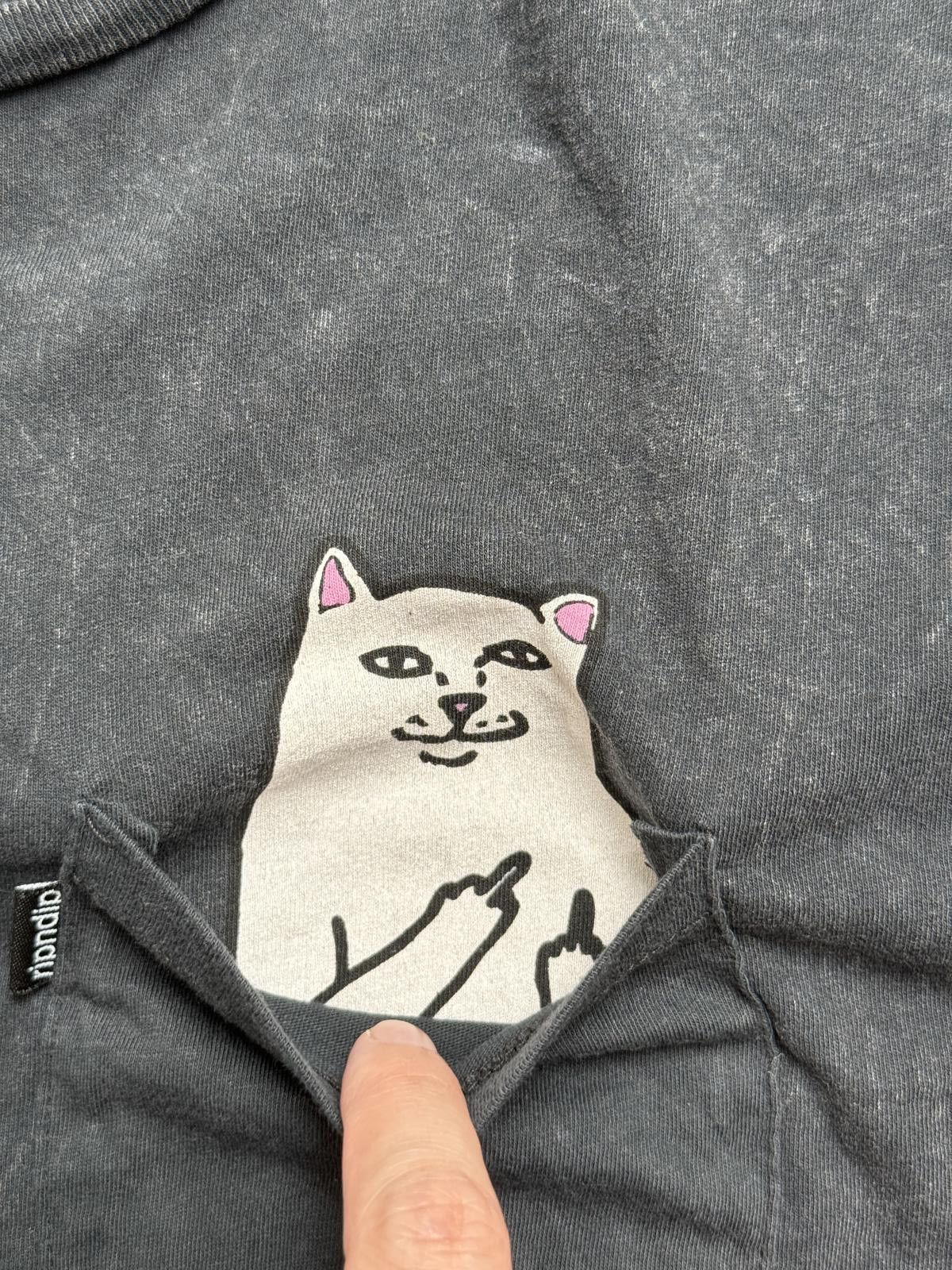 Thrasher Rip n Dip T-shirt Cat Middle Finger Black Bleeched Tee - S Size US S / EU 44-46 / 1 - 4 Thumbnail