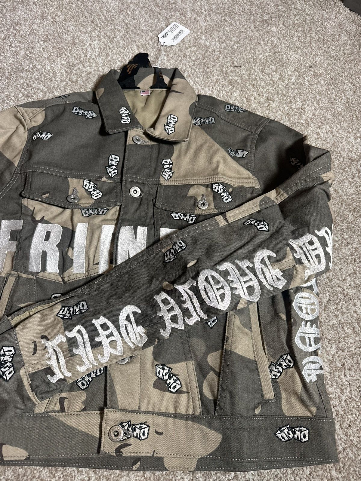 Vlone Beige Green Dice Camo Denim Jacket Size S Size US S / EU 44-46 / 1 - 8 Thumbnail