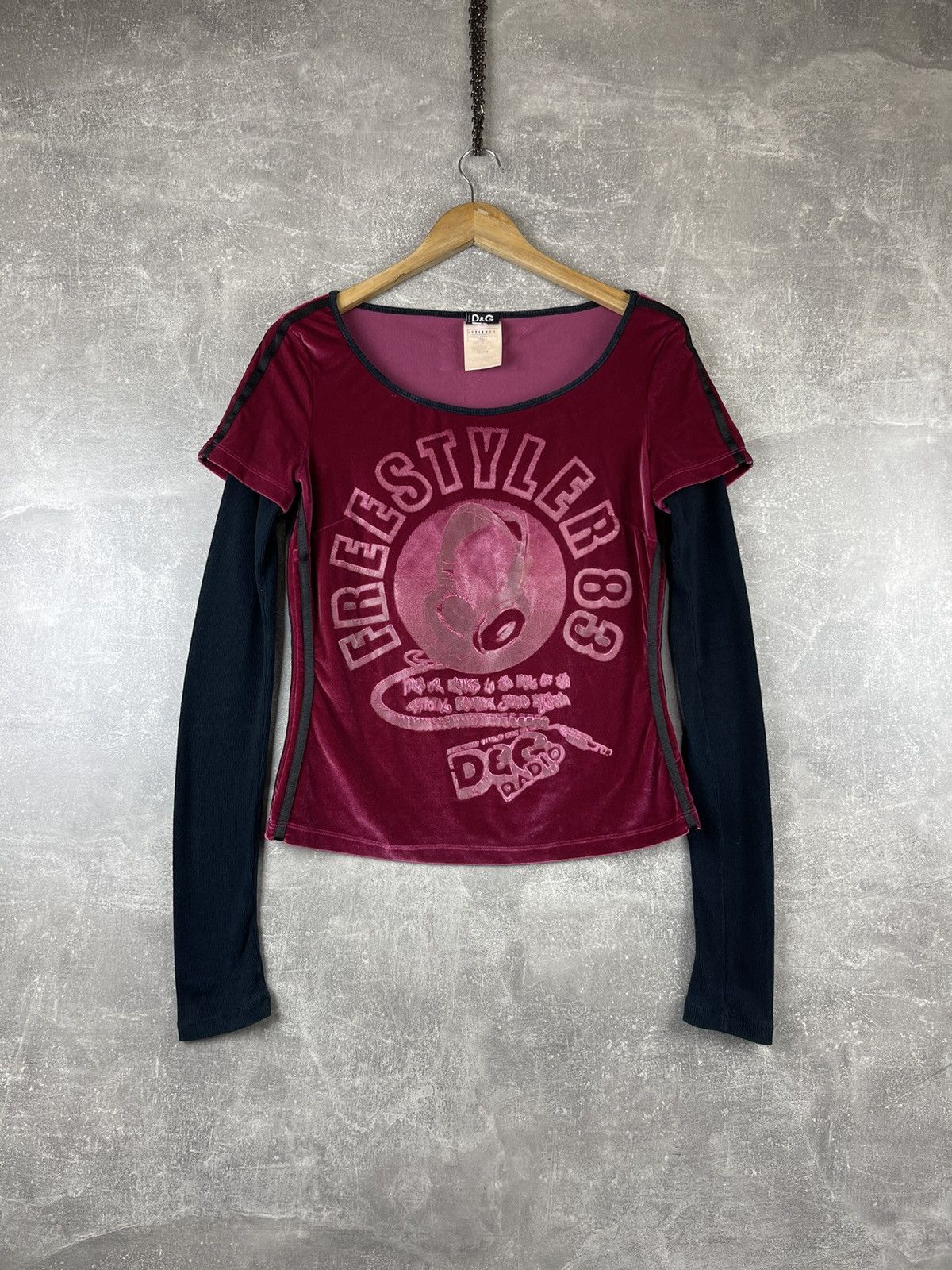Dolce & Gabbana × Vintage Vintage Dolce&Gabbana Y2K Freestyler 83 Velour Layered Top Size XL / US 12-14 / IT 48-50 - 1 Thumbnail
