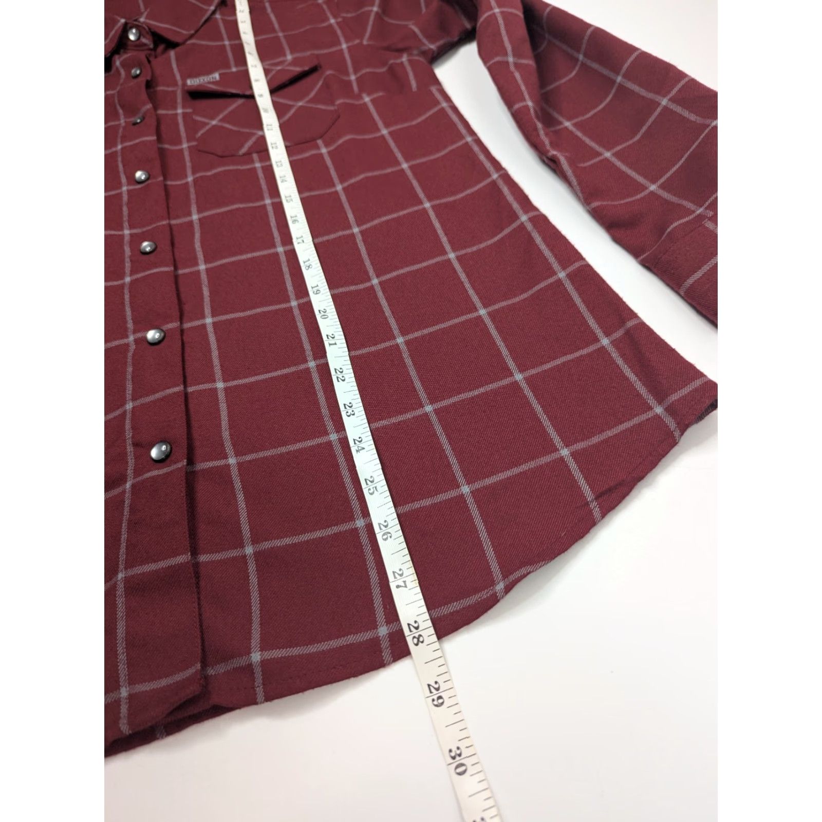Vintage Dixxon Shirt Women Large The Underground Burgundy Pearl Snap Long Sleeve Plaid Red Button-Up Casual Travel Workwear Size L / US 10 / IT 46 - 5 Thumbnail